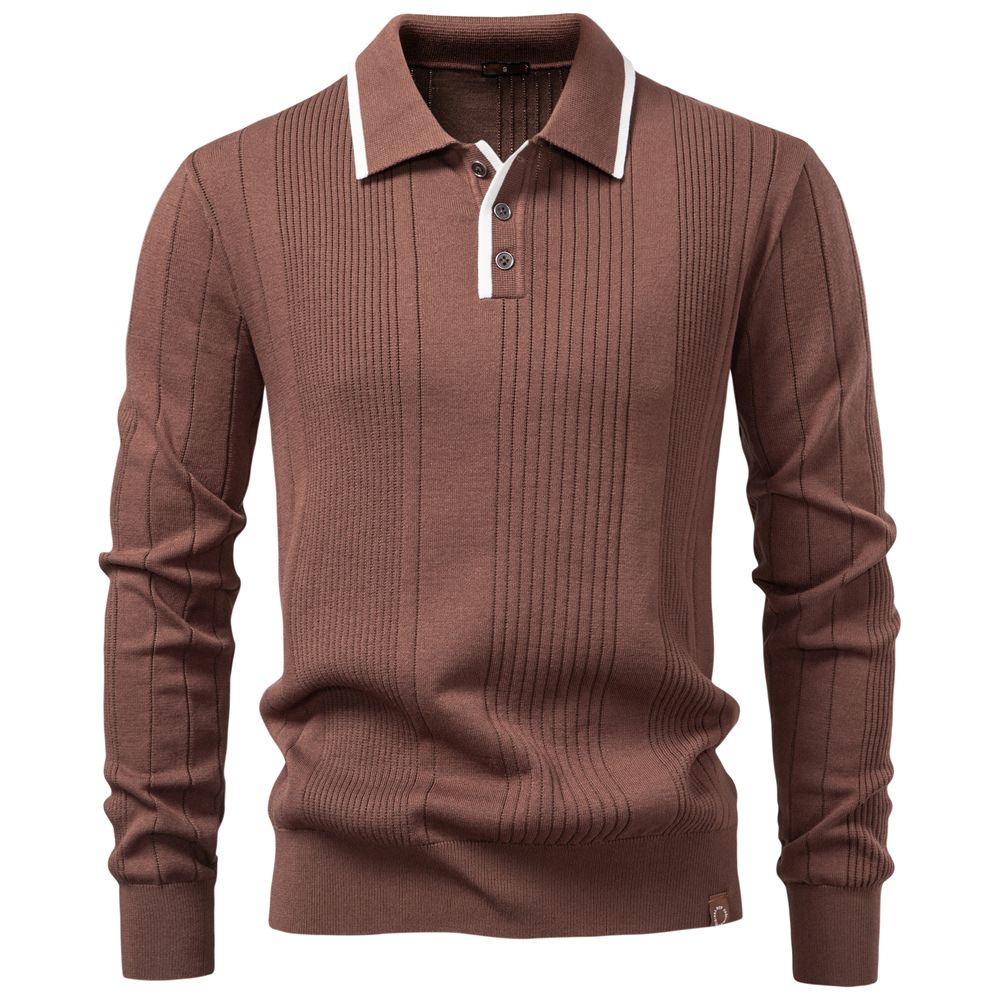 TK Suéter tipo polo de punto con media cremallera para hombre, ideal para otoño/invierno.