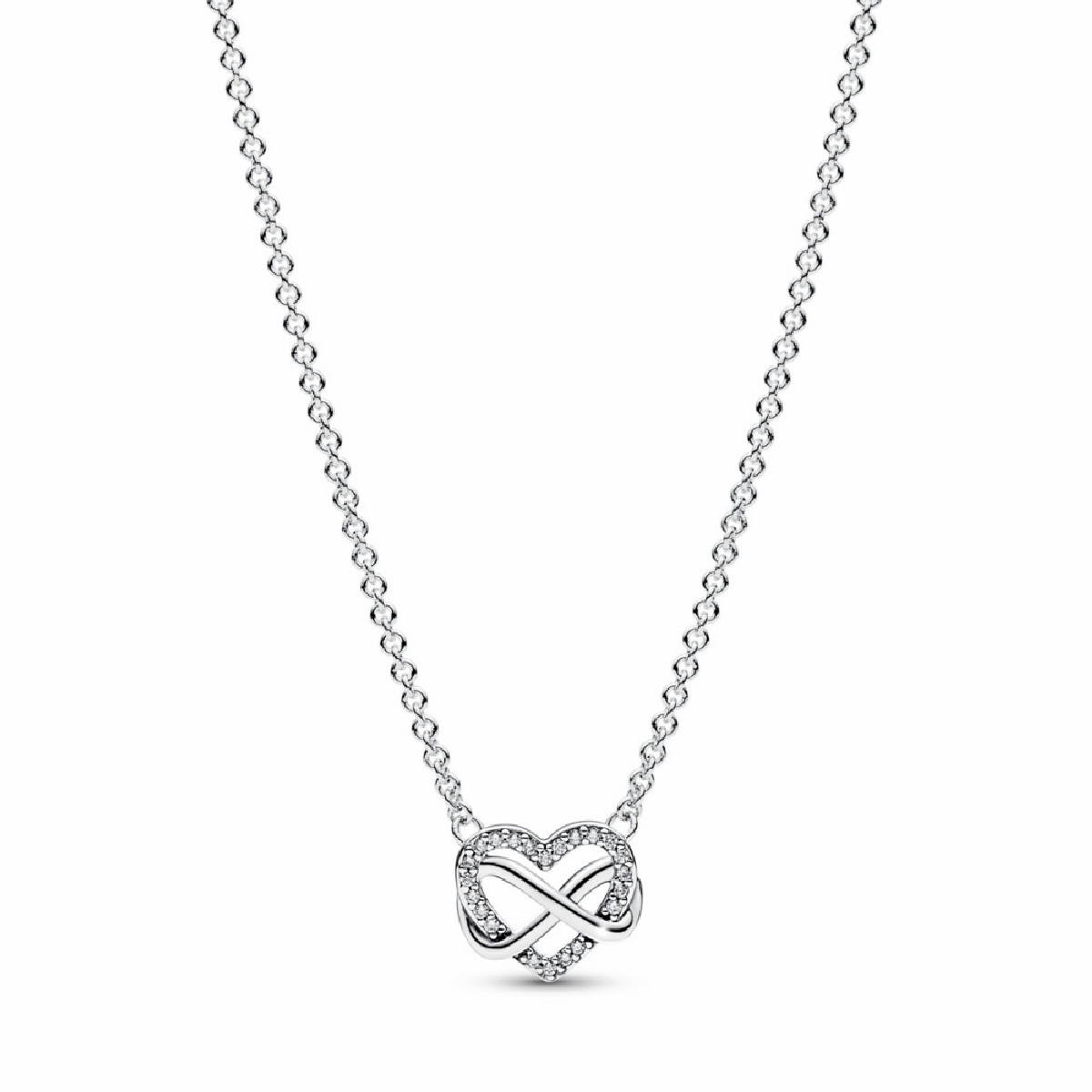 Collar Pandora Corazón Infinito Entrelazado Brillante
