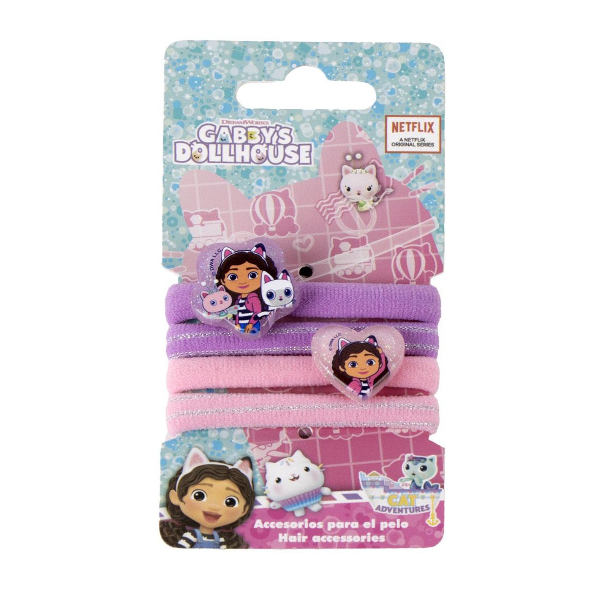 Set de Coleteros elásticos Gabby’s Dollhouse para niñas, Accesorios de cabello suaves y coloridos con personajes de Netflix, Ideal para peinados creativos y uso diario