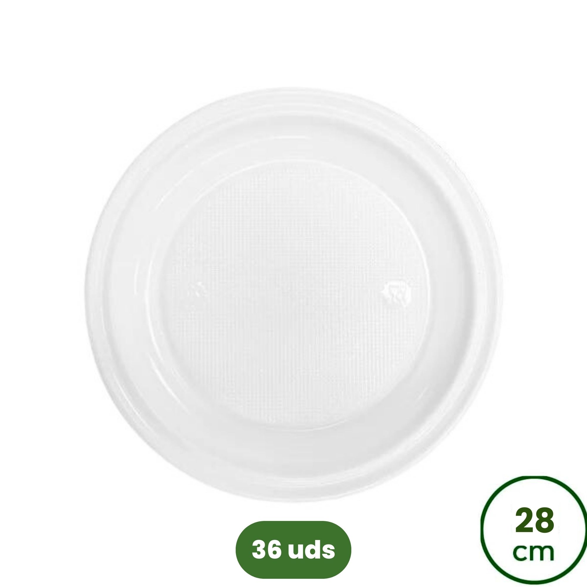 TopRed | Platos de plástico redondo desechable 100% reciclable y sostenible color blanco | Marca Maxi Products