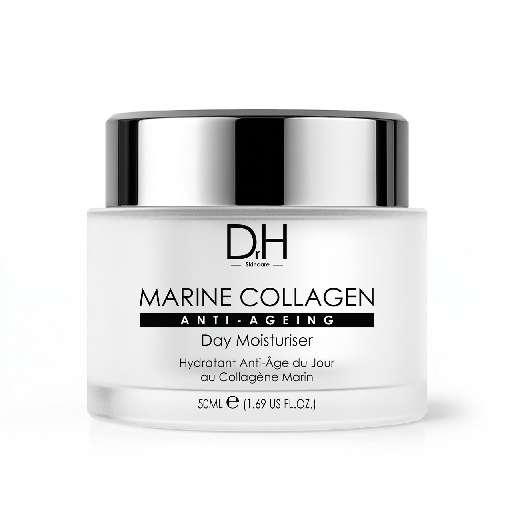 Dr H - Crema de Día con Colágeno Marino 50 ml, con Ácido Hialurónico, Hidratante y Antiedad para Piel Seca y Deshidratada