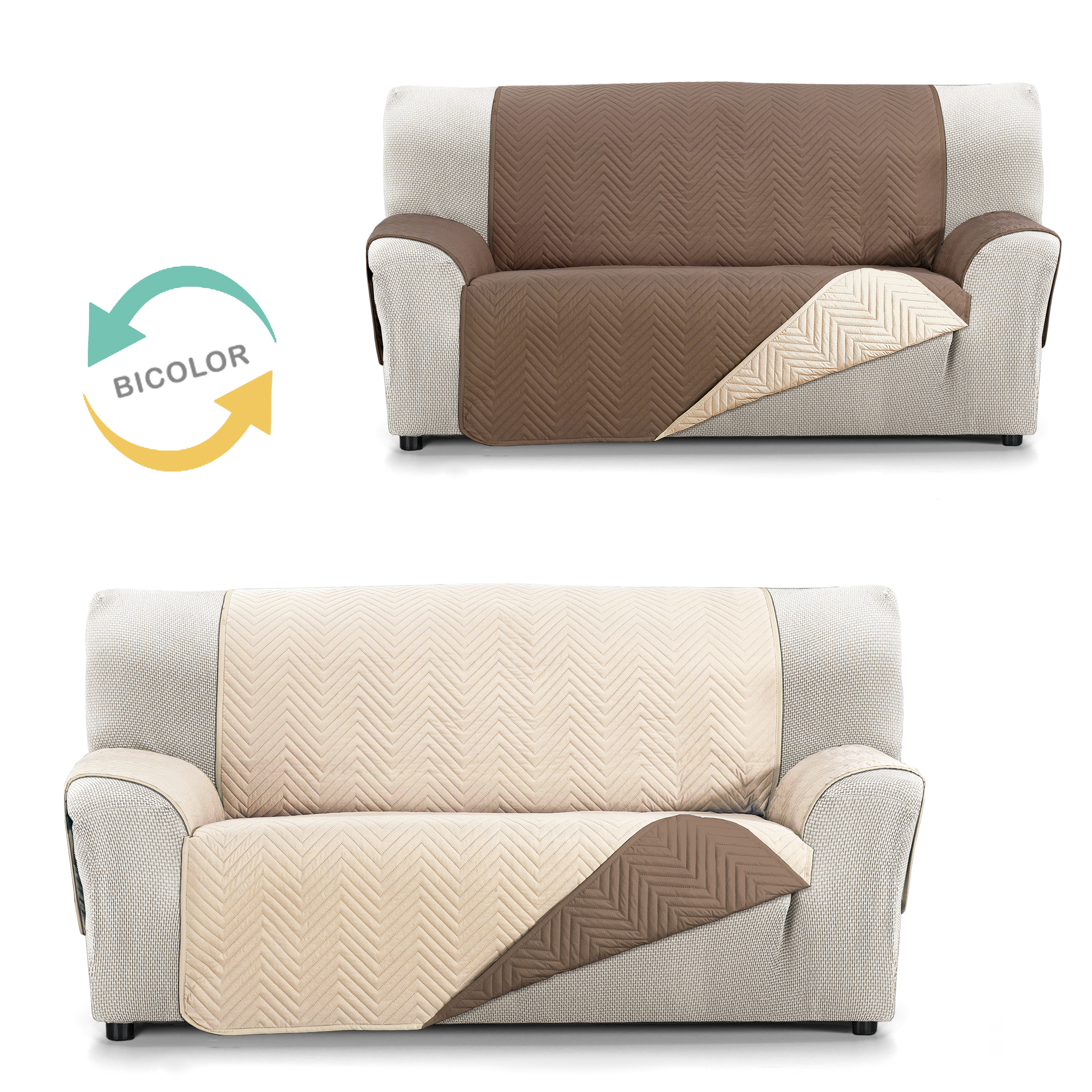Cubre Sofá Reversible Burano Valentia Home | Acolchado | Protección Completa | Ajuste Perfecto
