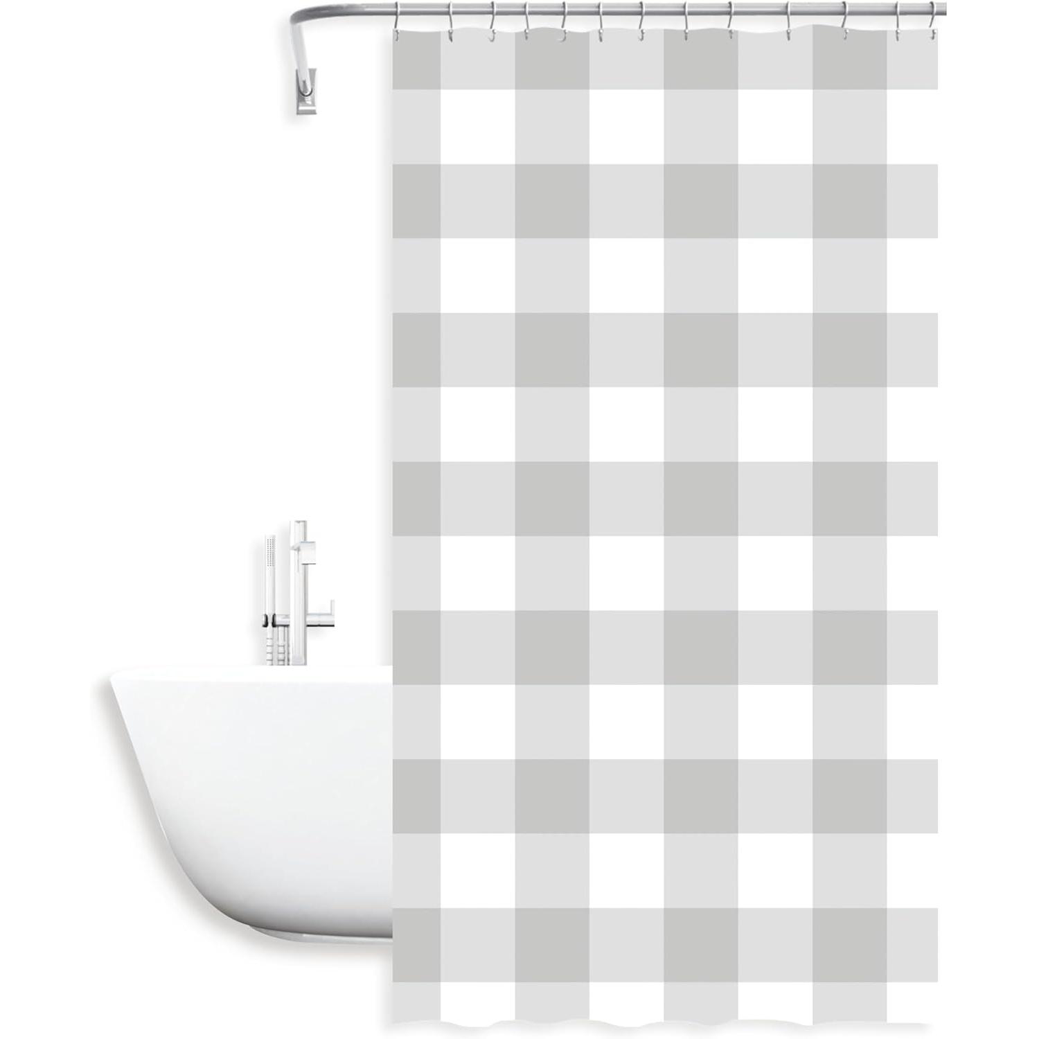 C.A | Cortina de Baño Impermeable | 180x180 cm | 100% Poliéster | Antimoho, Secado Rápido | Incluye 12 Ganchos