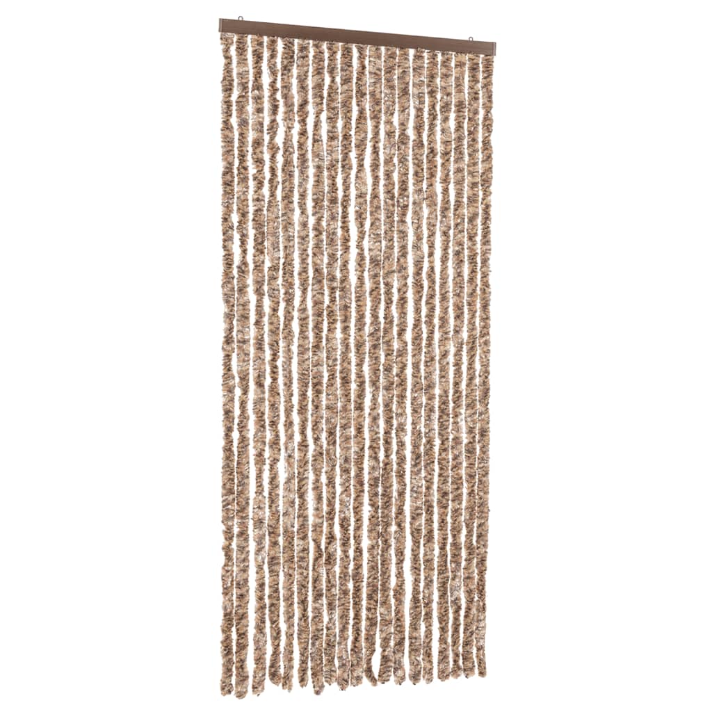 vidaXL Cortina Antimoscas Persiana Protección Chenilla 56x185 cm Color Beige,  beige and dark brown,  Gris y mas