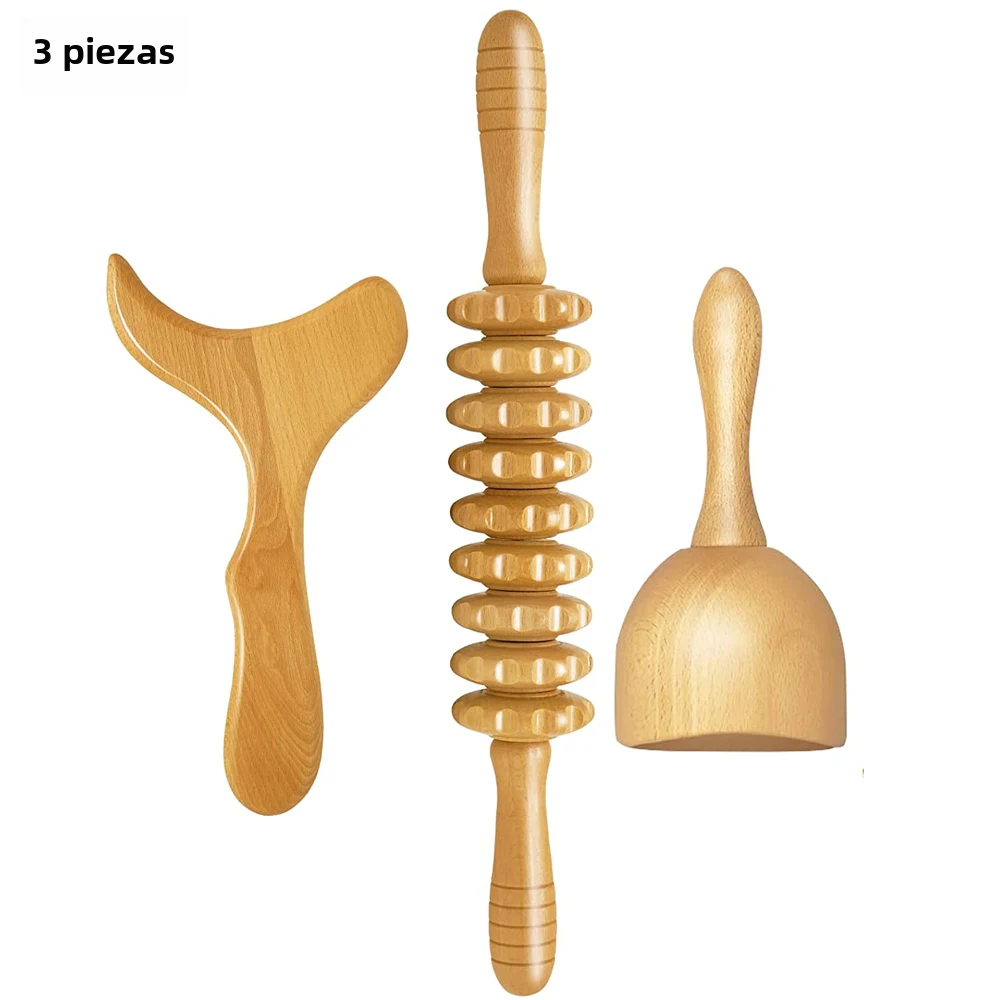 TK Herramientas de masaje de terapia de madera, masajeador de drenaje linfático, herramientas de escultura corporal para Maderoterapia Colombiana, anticelulitis
