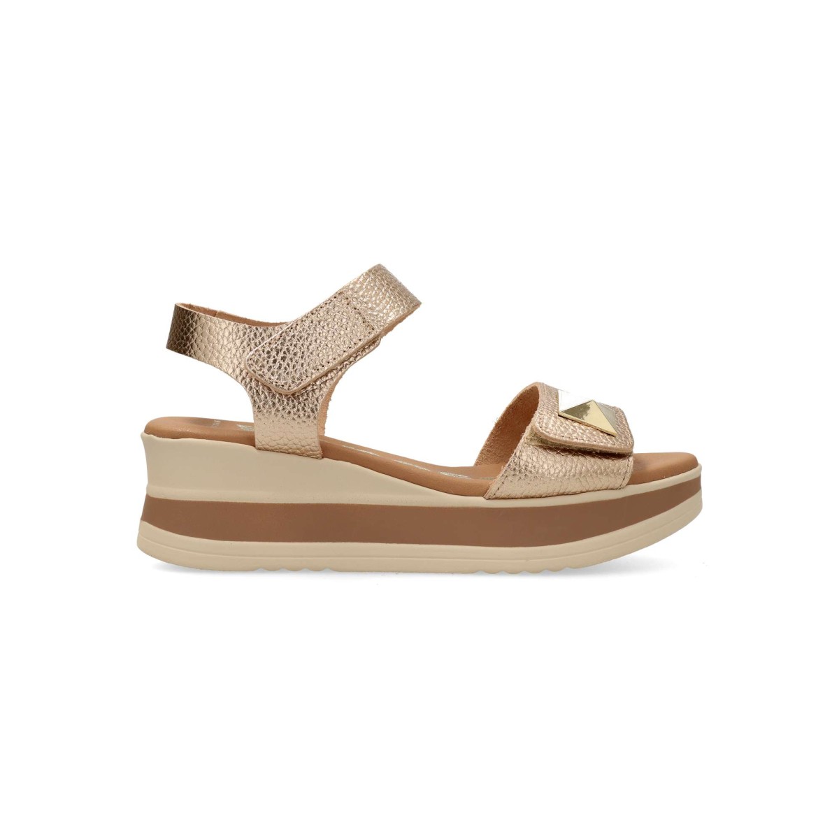 Vanessa Calzados - Sandalias mujer VANESSA de piel metalizada con tiras adherentes, planta acolchada y forro transpirable, ideal para verano
