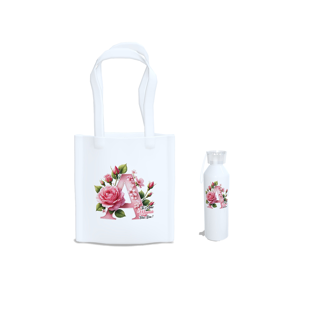 Pack Completo Día de la Madre Personalizado Inicial | Taza Botella Tote Regalo Mamá Original. Conecta+y+compra