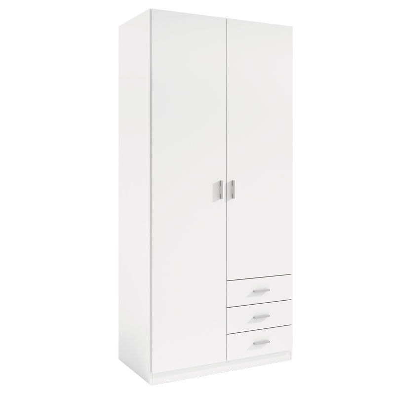Exojo Armario Juvenil Roma Blanco 2 Puertas 3 Cajones 100x216CM