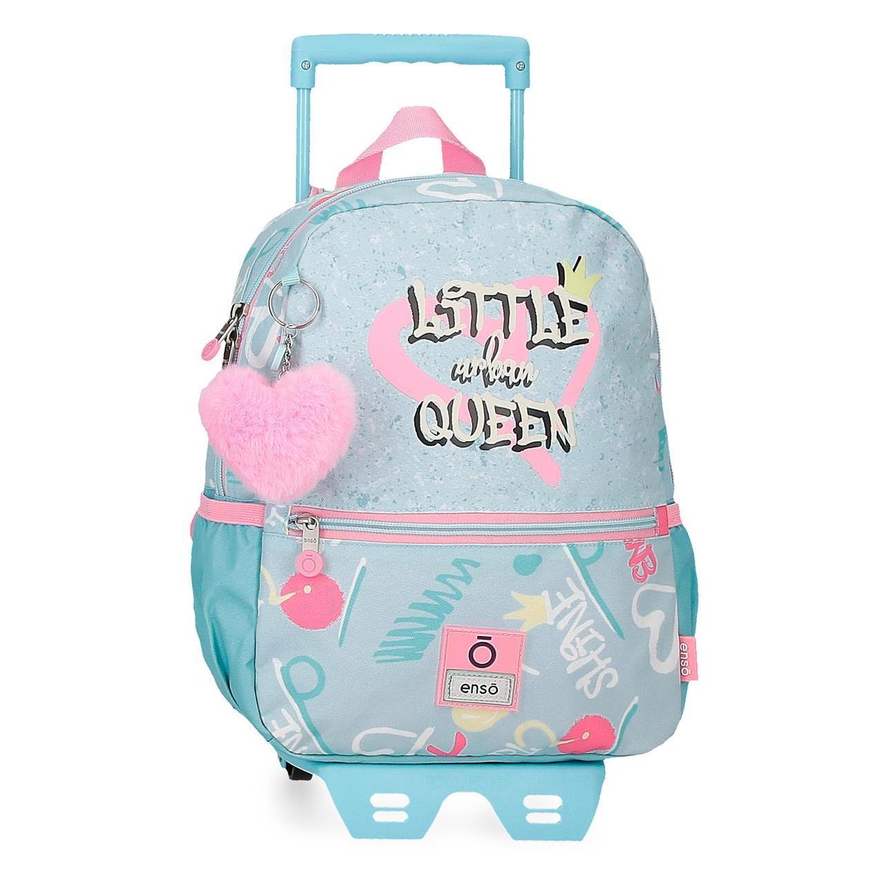 Mochila escolar con carro Enso Little urban queen turquesa