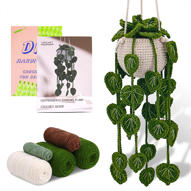 Macrame Plant Hanger Kit for Beginners, DIY Hanging Basket Planter with English Instructions, Cotton Rope for Home Decor