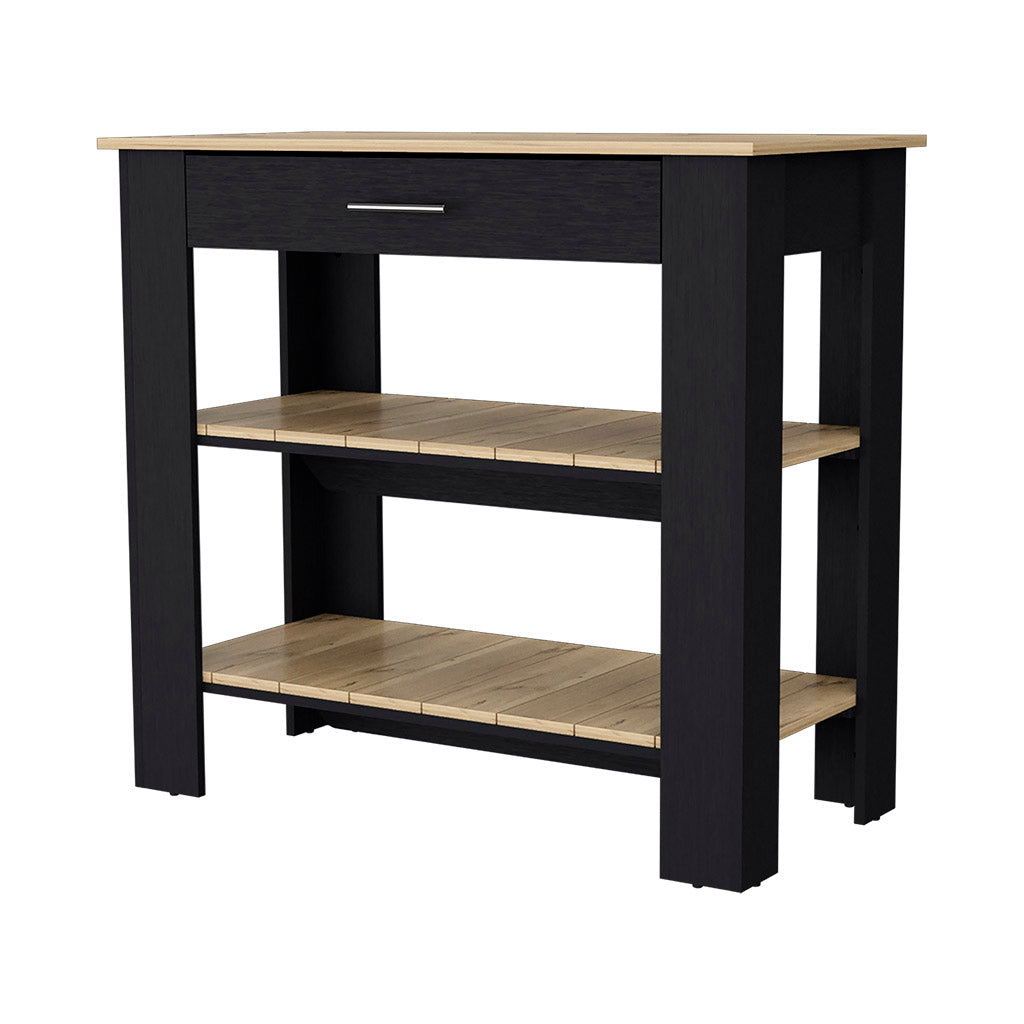 TUHOME CONCEPT Isla de cocina Cala de 102 cm con 1 cajón, wengué y roble arena