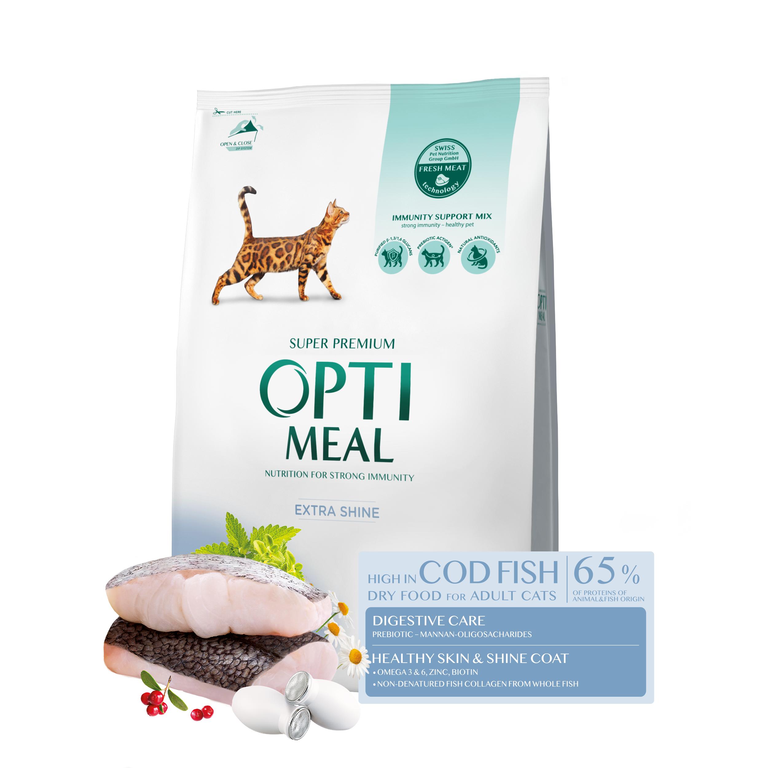 Pienso seco completo para gatos adultos OPTIMEAL con alto contenido de bacalao - Refuerzo inmunológico y salud digestiva - Alimentación  super premium para mascotas