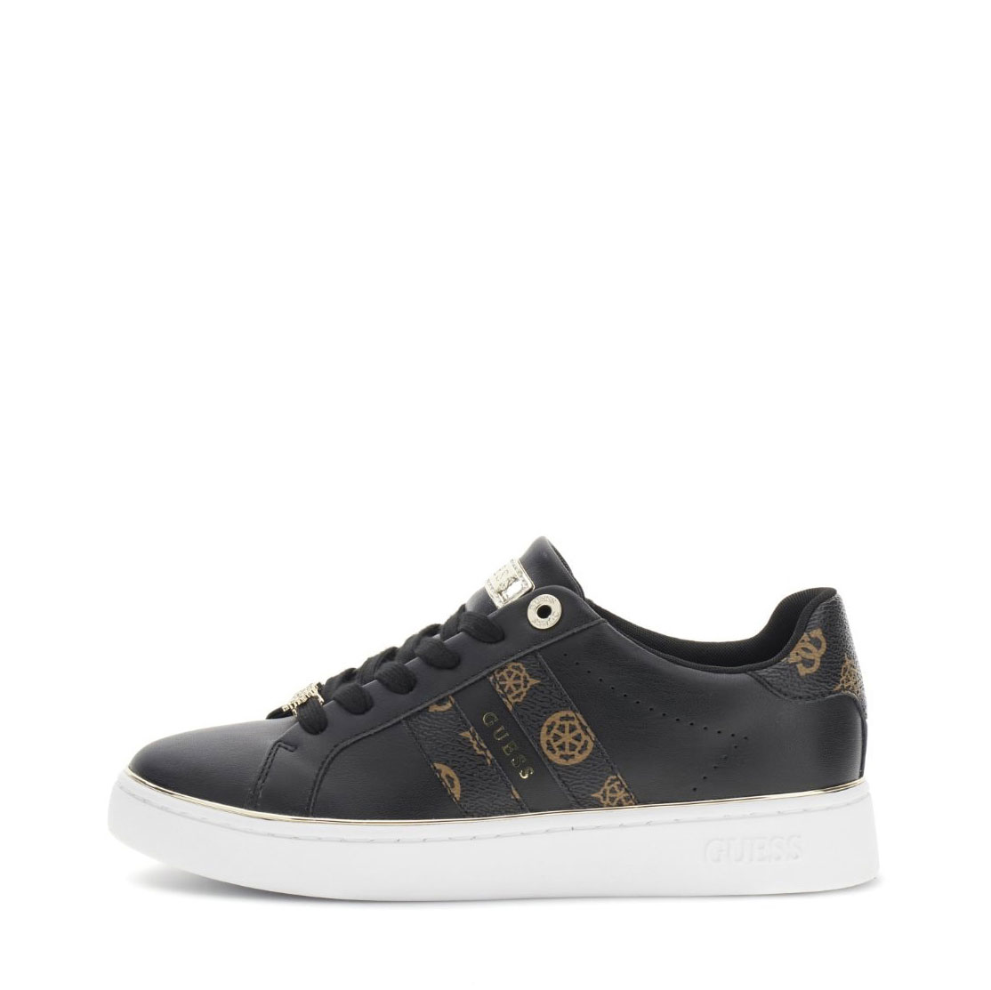 Guess..  Zapatillas de cuero Barlie fux FLTBRL ELE12-BLKBR , para Mujer