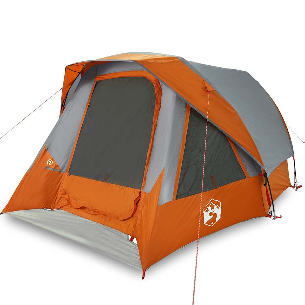 vidaXL Tienda de campaña familiar 6 personas impermeable gris naranja