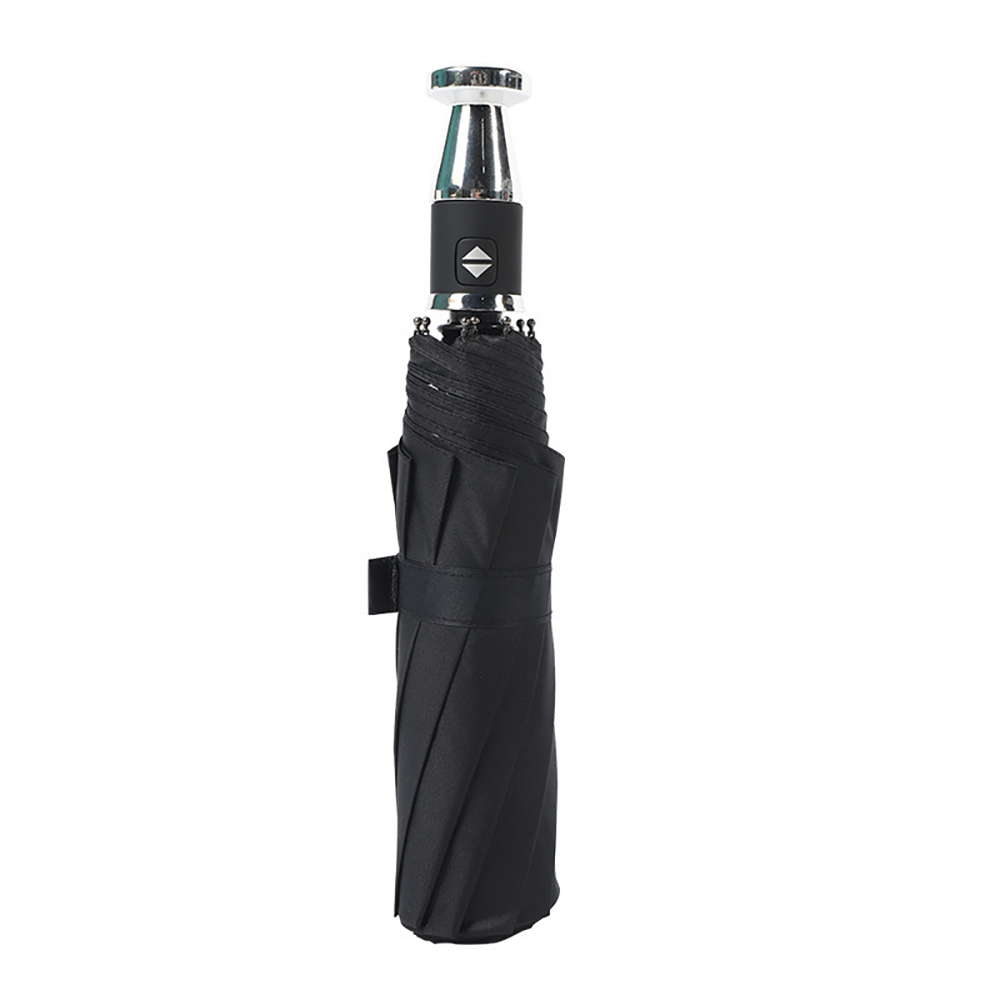 Paraguas plegable automático negro de alta calidad, apertura con botón, diseño elegante y resistente al viento, compacto y portátil, ideal para viajes, trabajo y uso diario, impermeable y duradero