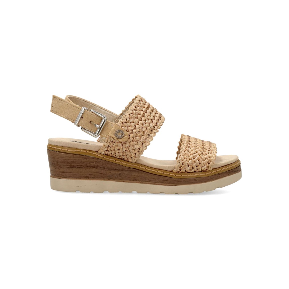 Refresh - Sandalia cuña mujer REFRESH Sandalia cuña confort rafia con planta acolchada, cuña madera y suela de goma, certificada vegana