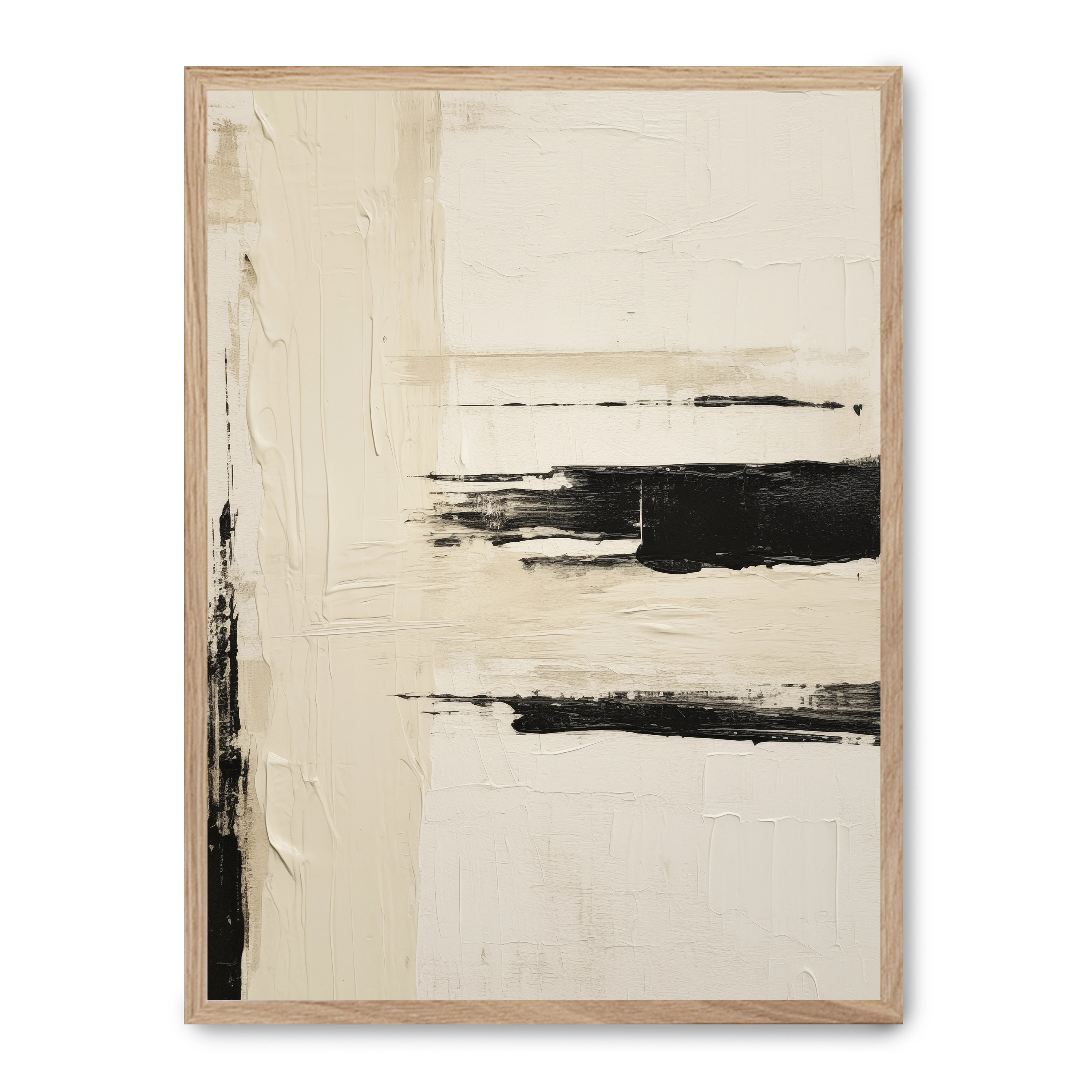 Cuadro art with black lines iv 30x40cm, Póster impreso en papel de primera calidad de 180gr, montado sobre marco de madera MDF acabado roble., Arte - Aesthetic