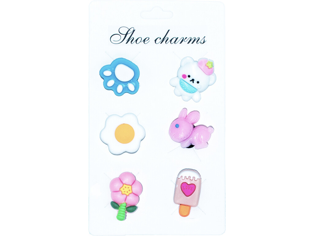 Pins Decorativos para Zuecos Eva Pack Animalitos y Flores 6 Unidades