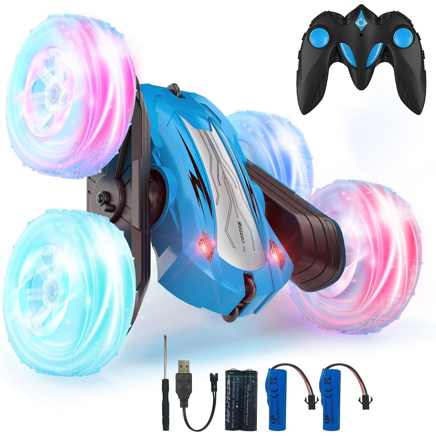 Coche Teledirigido,Coche AcrobáTico Camiones 360 Grados De RotacióN,Juguete Niño Regalo 6 7 8 9 12 Años Niña 2.4Ghz Niños Coche Teledirigido con Luces Incluye Batería Recargable