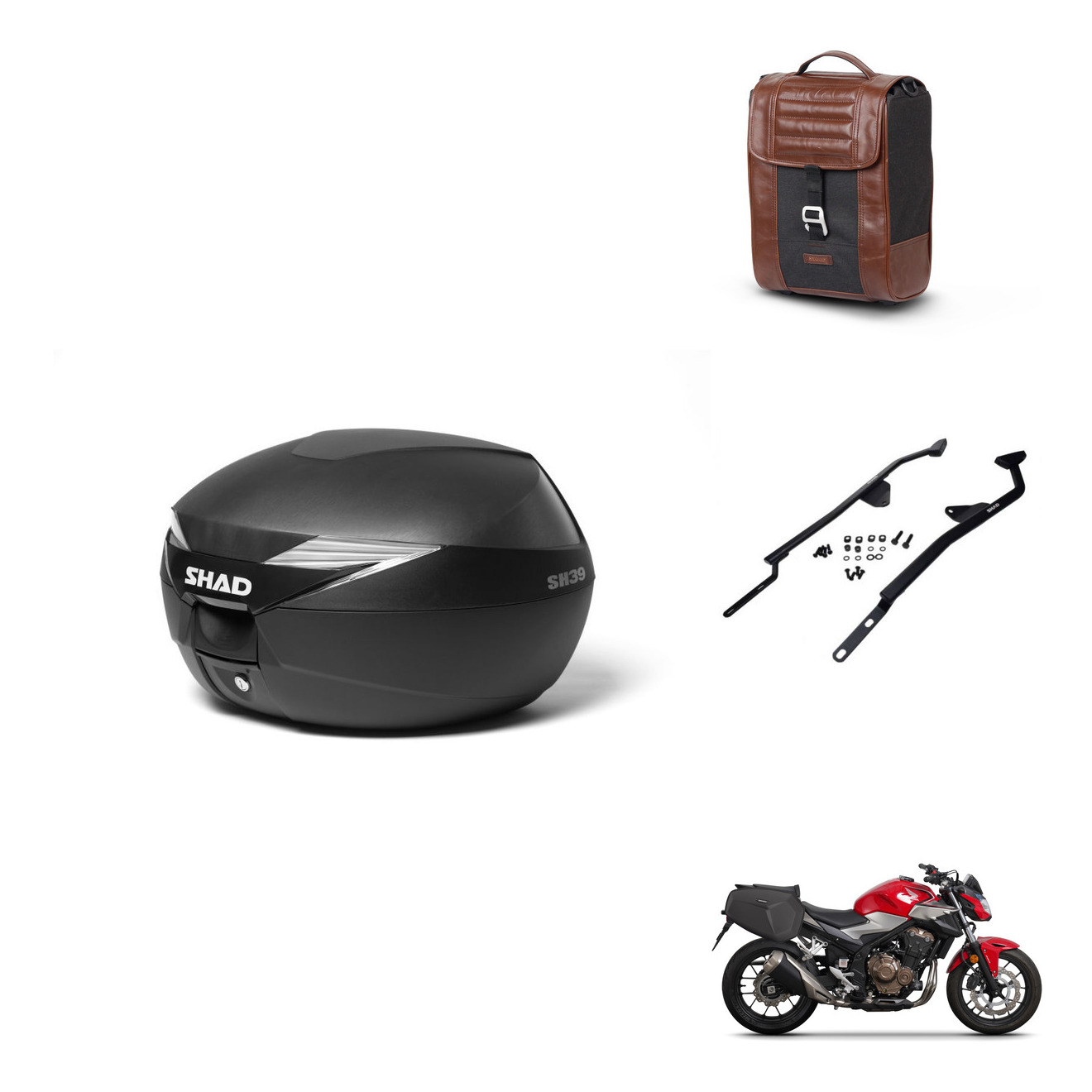 Tudetic Sr38 Saddlebag + Hardware Kit for Honda CB500 Hornet, CB500F, CBR500R (2019-2026) - Expandable, Lockable Case with ABS Plastic for Motorcycle Storage