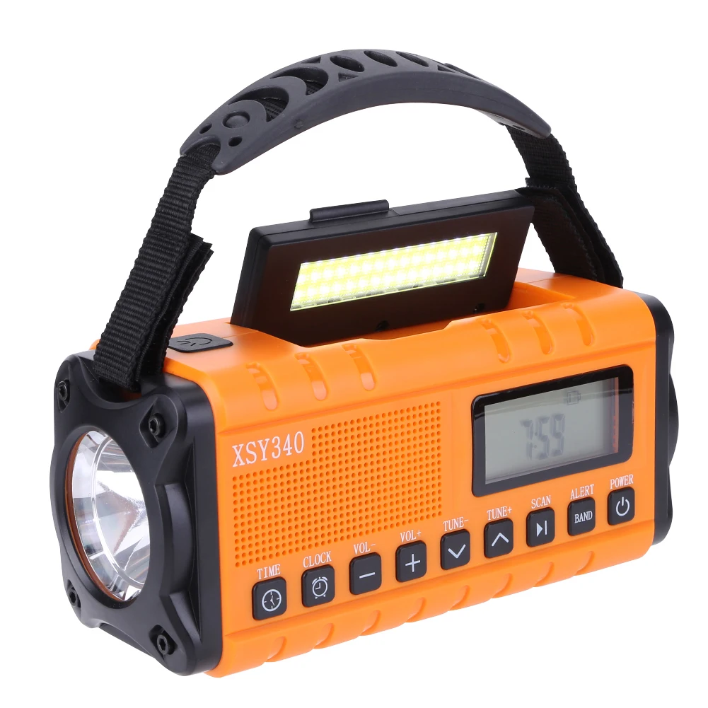 TK Radio De Emergencia Portátil 10000mAh Con Solar Y Manivela LED Linterna Banco DE LA Energía Recargable AM FM NOAA Weather Radio Cargador USB