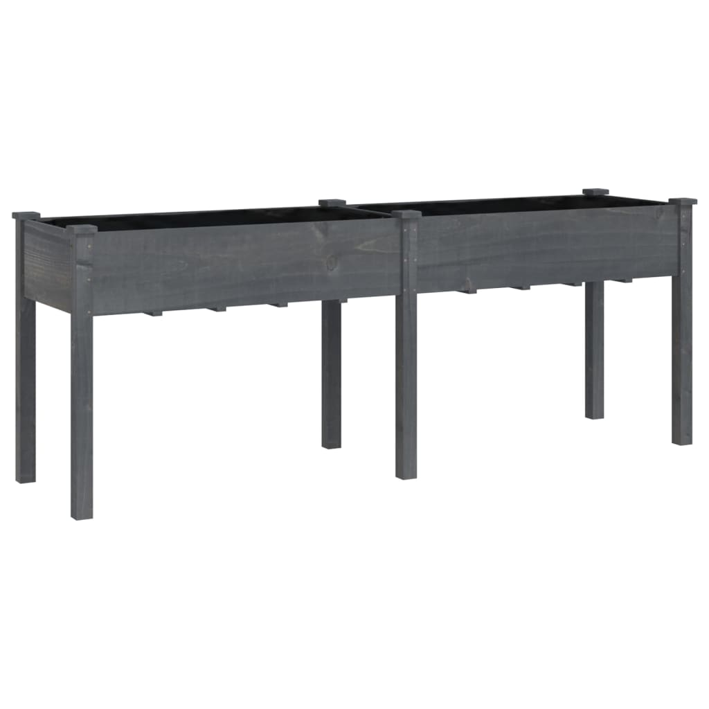 vidaXL Jardinera con forro madera maciza de abeto 203x53x76 cm Color Marrón claro, Marrón, Gris y mas