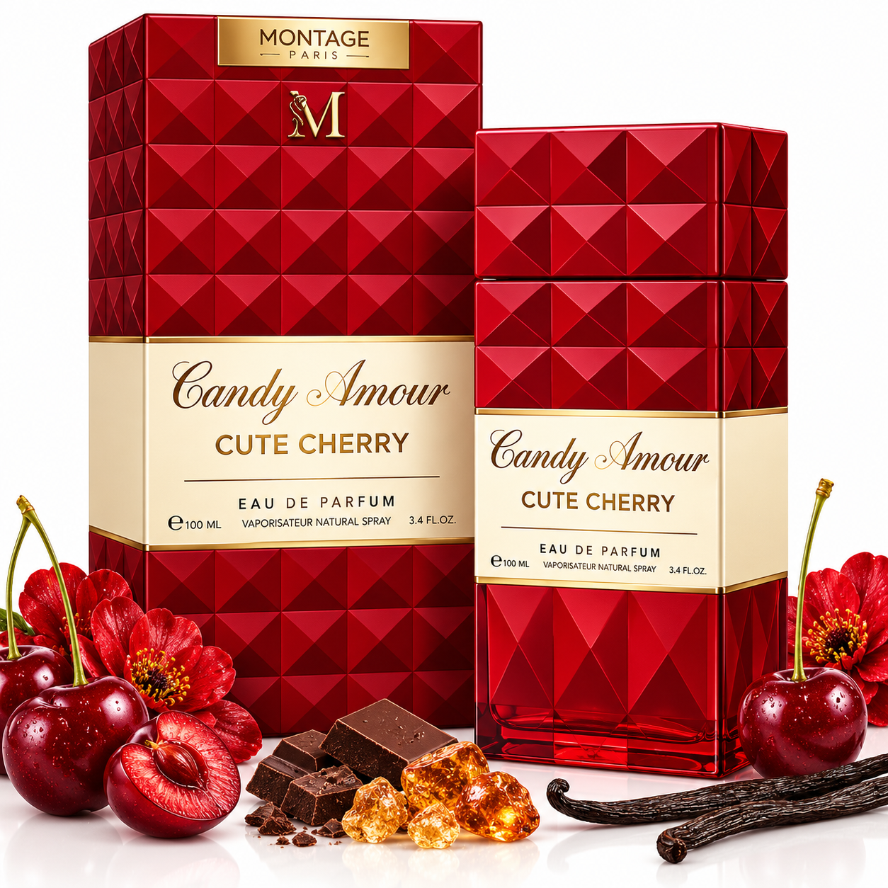 Perfume Para Mujer Candy Amour Cute Cherry Eau De Parfum 100ml Fragancia Dulce Frutal Gourmand Notas De Cereza Silvestre Frutos Rojos Vainilla Y Almendra Colonia De Larga Duración Spray Vaporizador Elegante Para Uso Diario Y Regalo