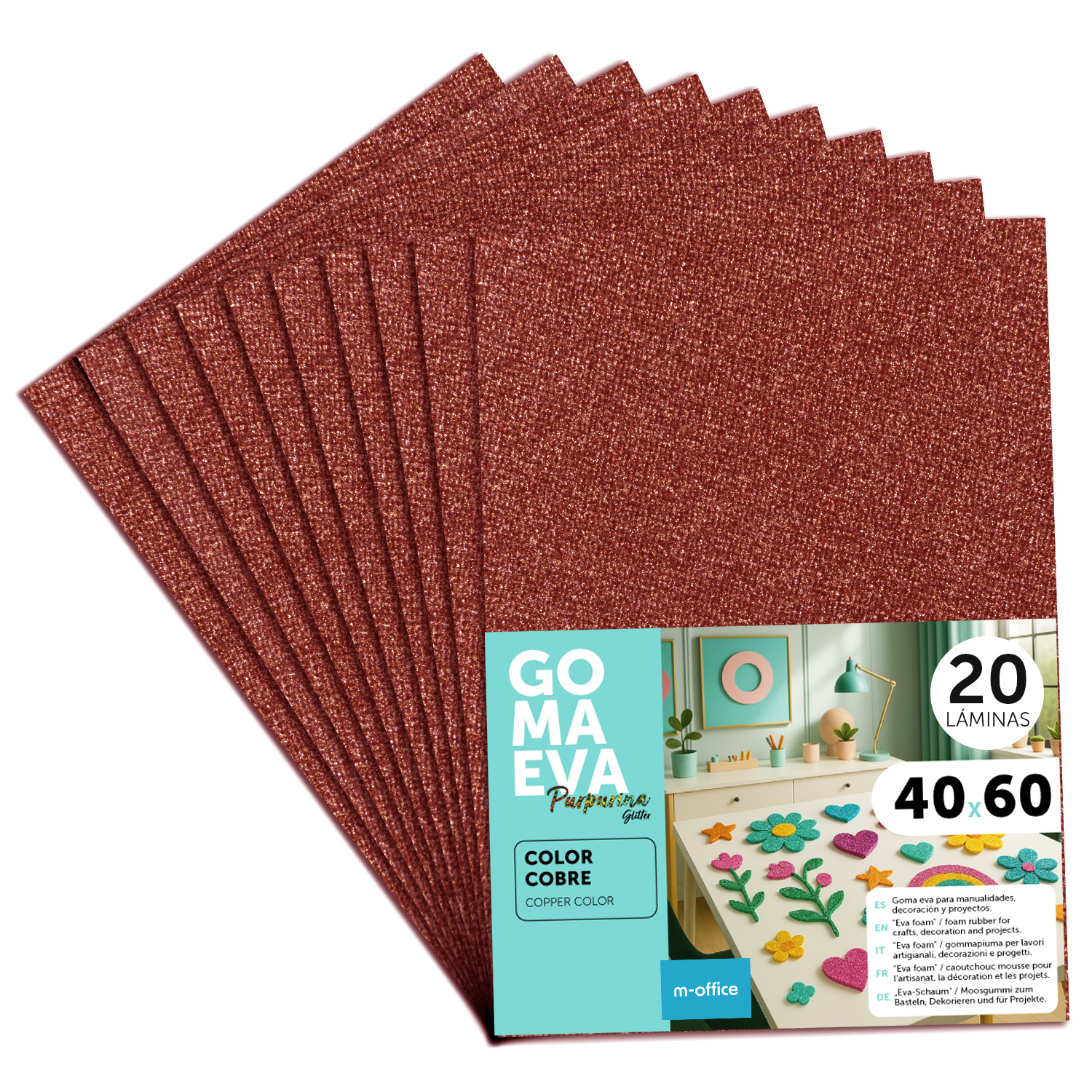 Goma Eva para Manualidades, Goma Espuma de Colores para Proyectos Creativos, Ideales para Artes y Manualidades, uso Escolar, Profesional o Artístico 40x60cm - m-office
