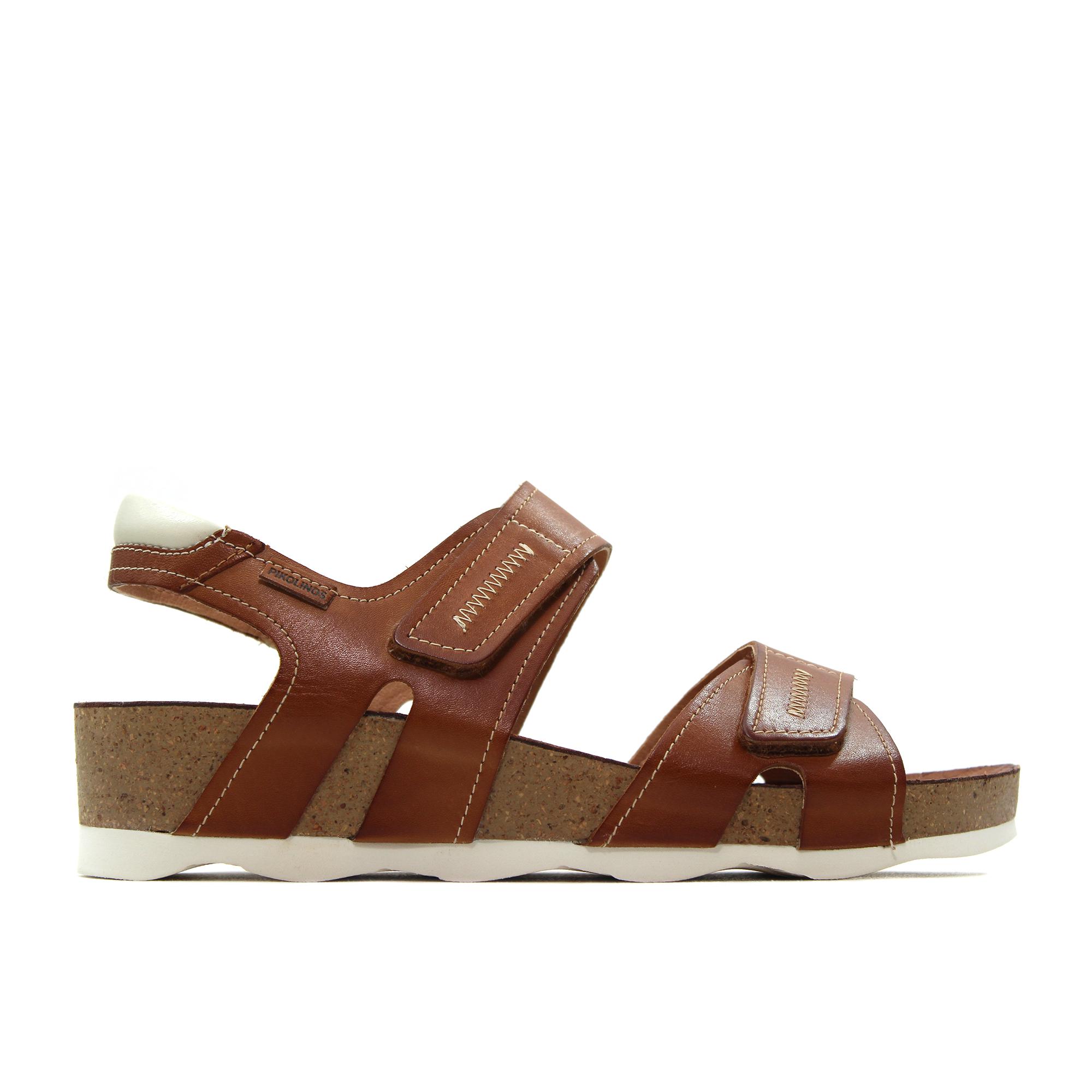 Pikolinos W9E-0870 Sandalia de pala,casual,cuña,correa ajustable con adhesivo,suela de goma,piel,suela de corcho para señora