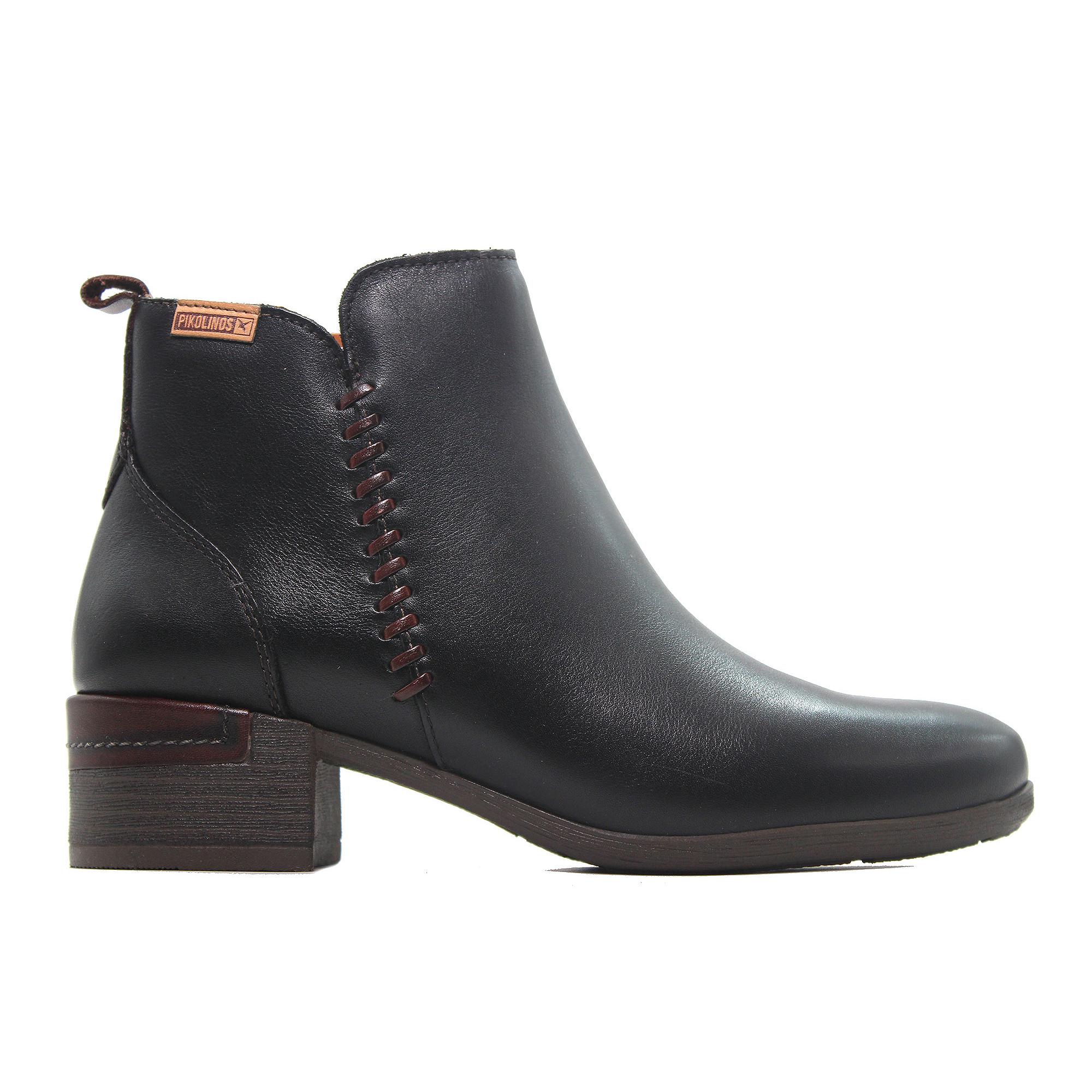 Pikolinos W6W-8950 Botas de piel, con cremallera, suela de goma, hecho en España, tacón ancho bajo, para señora