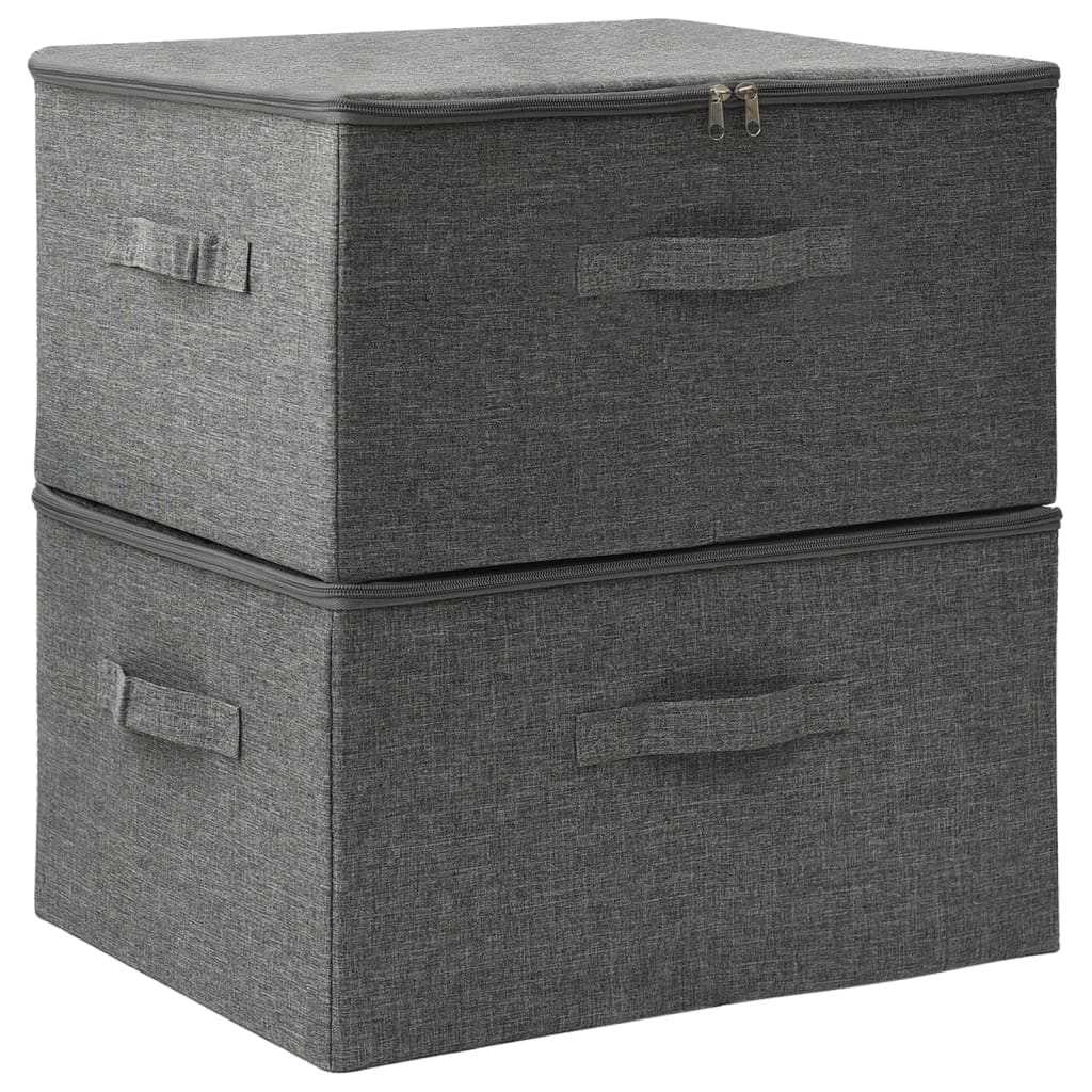 vidaXL Cajas de Almacenaje Cofres Plegables Organizadores 2 uds Tela Color Crema,  Gris,  Antracita y mas