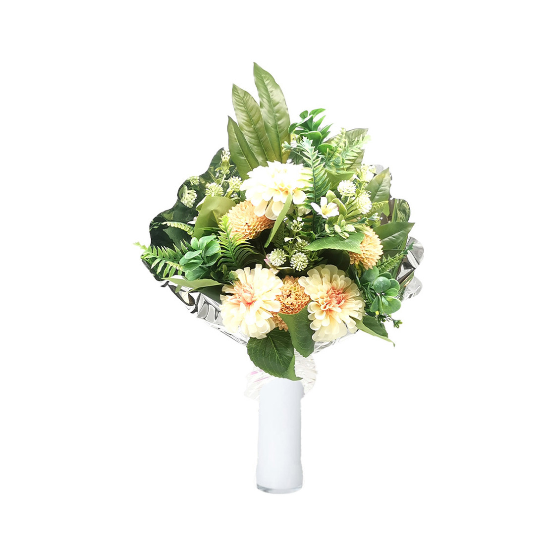 Panda Home Ramo para Cementerio de Flores Artificiales Especial para Decorar nichos y lápidas, para Todos los Santos.-CAPULLO MUN-NARANJA