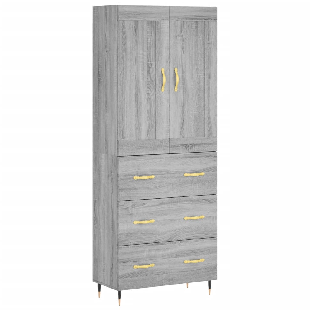 Vidaxl Aparador Alto Madera Contrachapada 69,5x34x180 Cm 3 Cajones