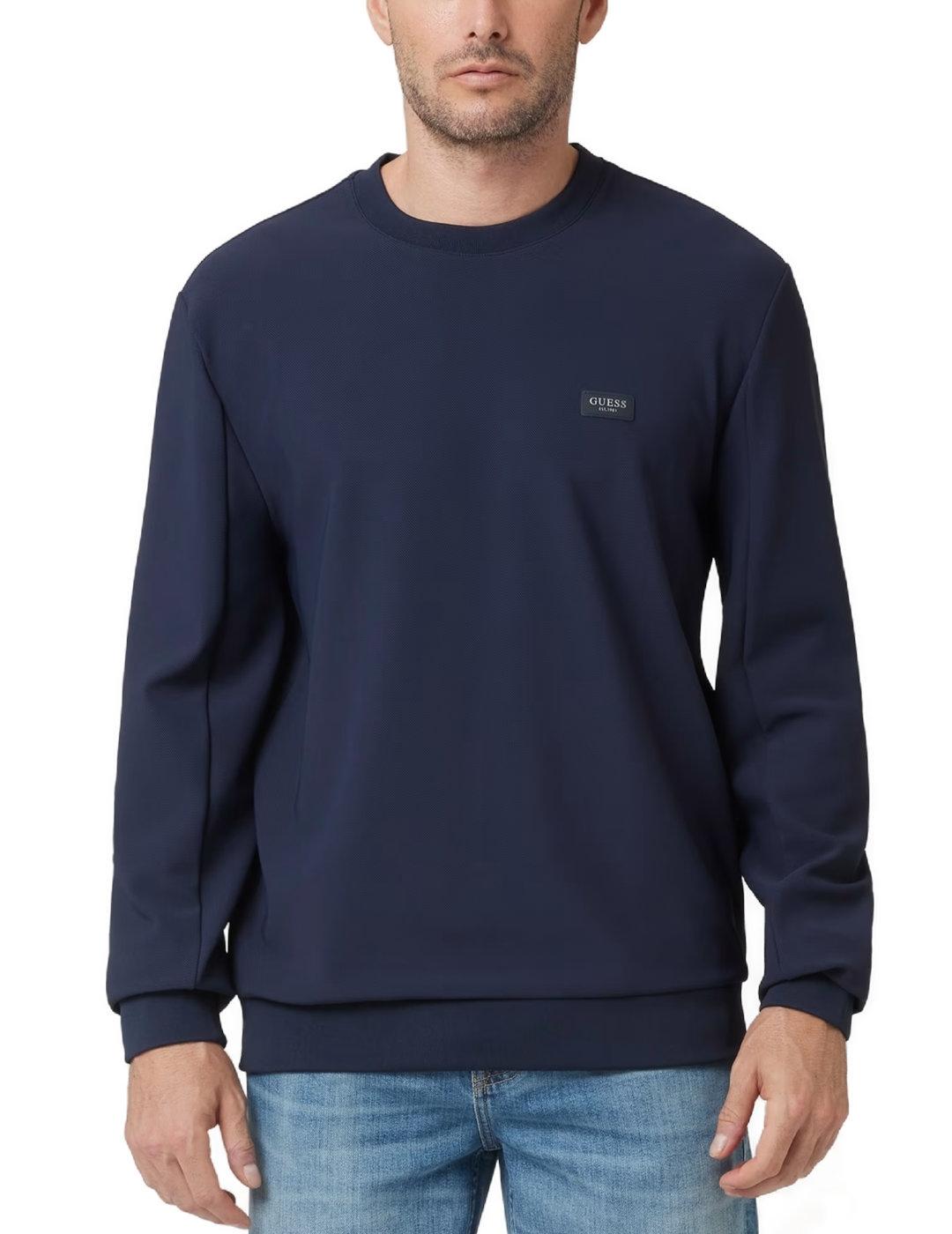 Sudadera Guess Tech Stretch marino sin capucha para hombre