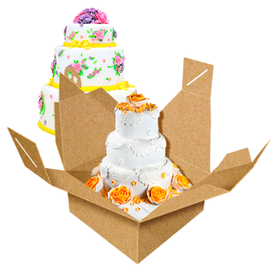 Caja para Tarta Glotomania con Asa y Altura Especial (Kraft) - 24x28 Cm
