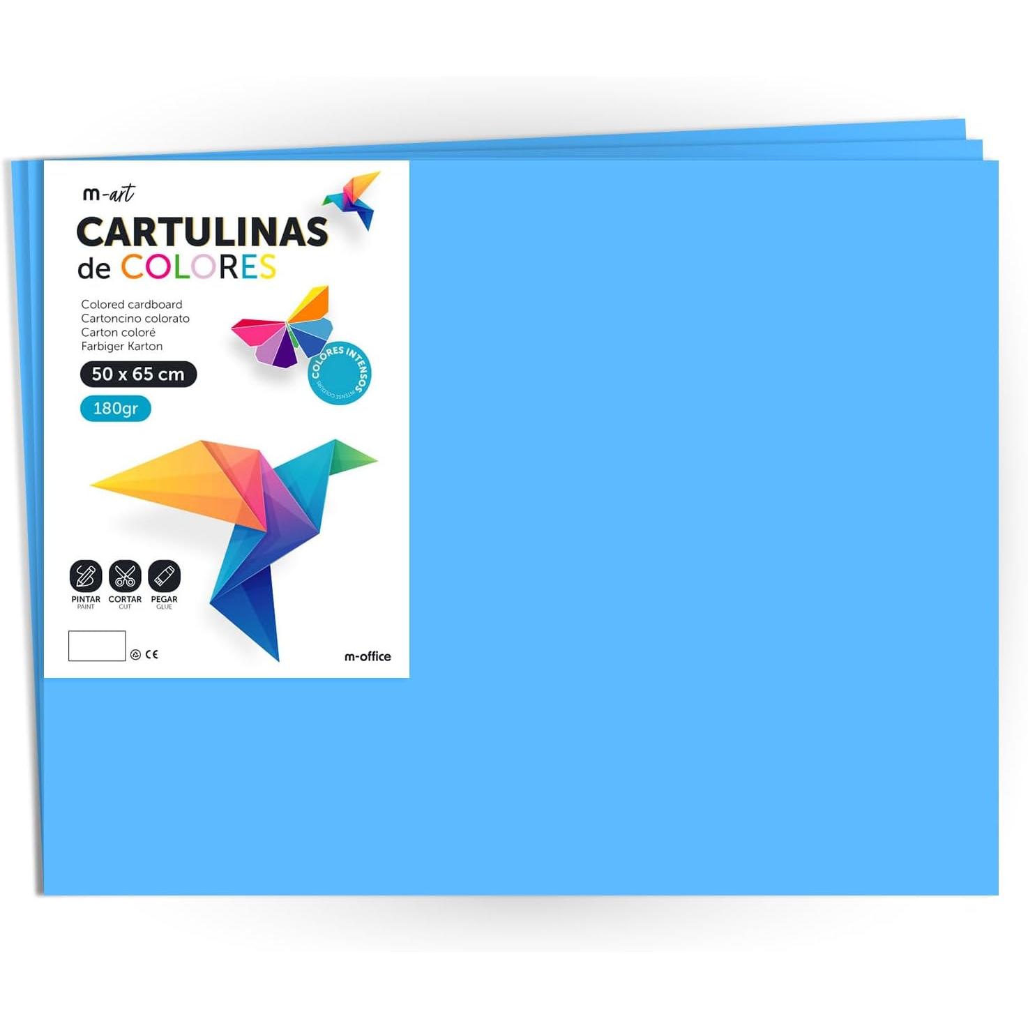 Pack 125 Cartulinas Color Verde Claro Tamaño 50X65 180g