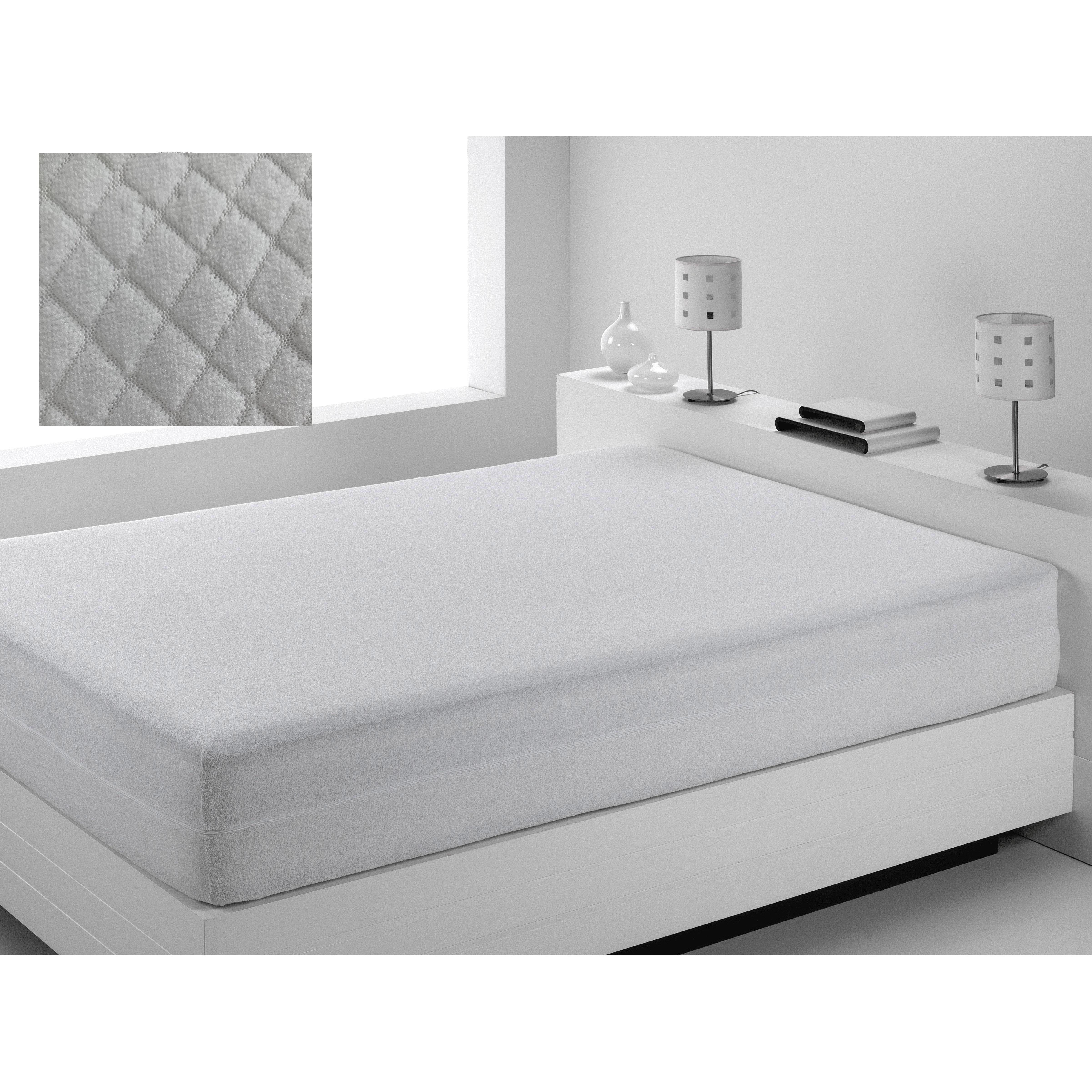 HIPERMANTA. Funda colchón RIZO DIAMANTE. IMPERMEABLE. ANTIÁCAROS y TRANSPIRABLE. ELÁSTICA con cierre en cremallera reforzada. Para CAMA de 90, 105, 135, 150 y 180 cm.