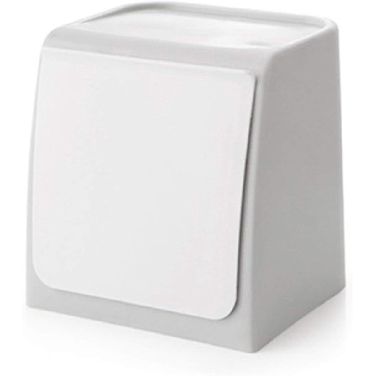 Boîtes de rangement - Boîte de rangement pour serviettes hygiéniques - Boîte de rangement pour salle de bain - Poubelle suspendue - Prullenbak - Composteur - Petite Prullenbak - 14,5x12,5x14,9cm - Plastique - Gris et blanc