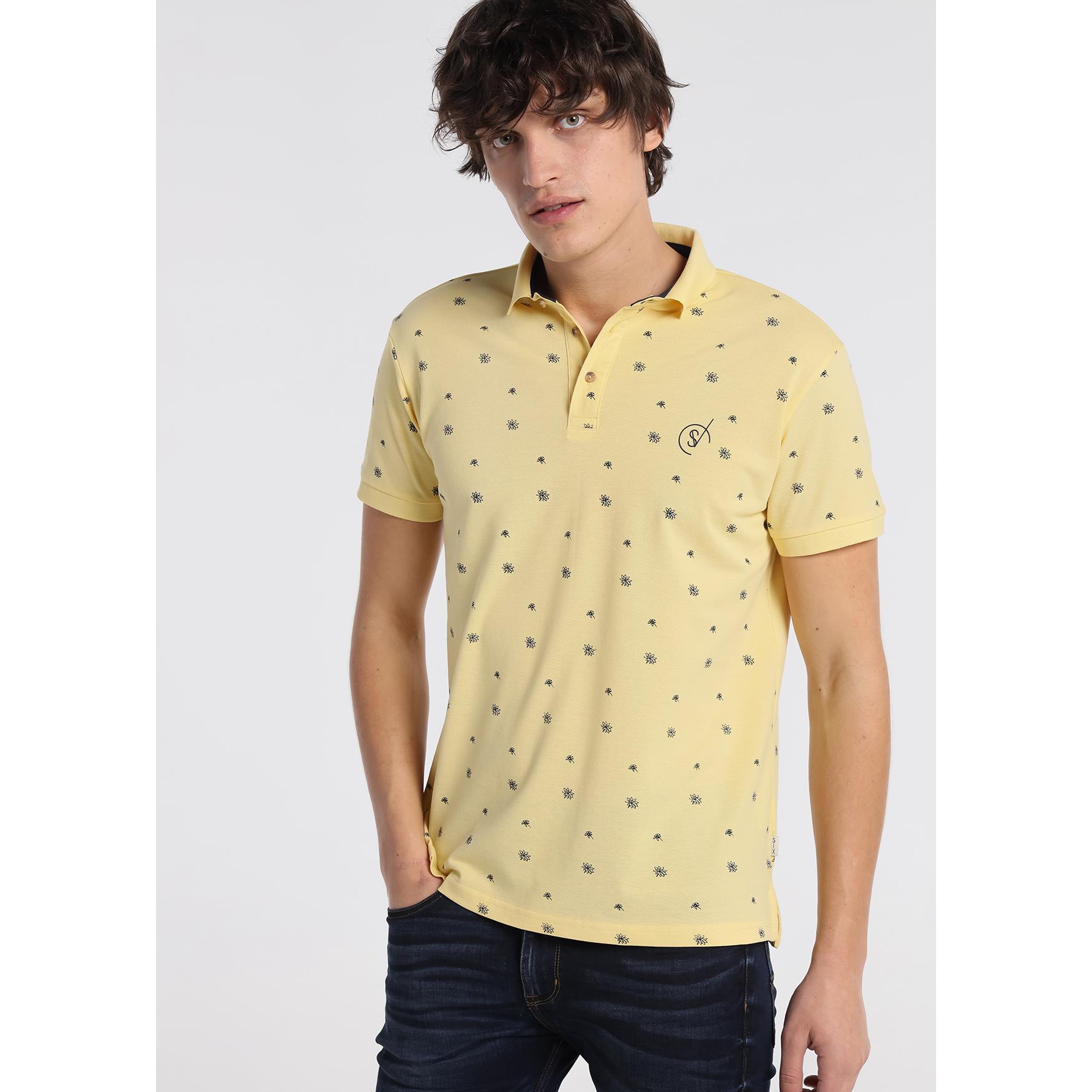 SIX VALVES - Polo Manga Corta Mini Print Tropical Color