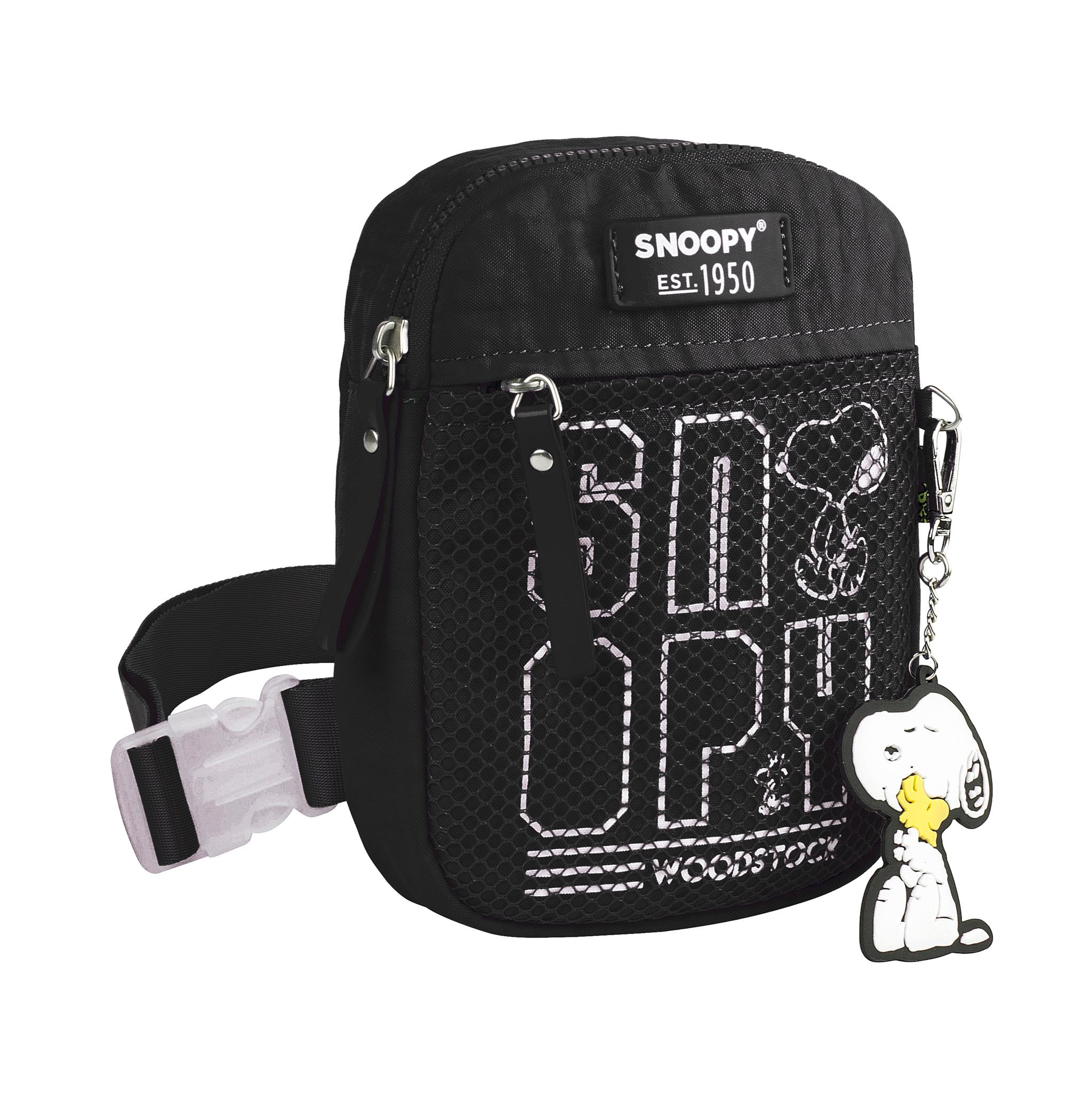 Snoopy Bolso Bandolera Oficial, 16×20×5 cm, Fabricado en Nylon con detalles PVC, material resistente, modelo clásico, apto para niños y adolescentes de 8 a 15 años, ideal para colegio, viajes y como regalo