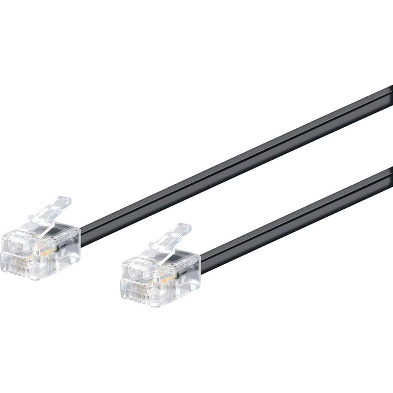 Conexión modular RJ11 6V/4C macho - macho 4.5m Negro