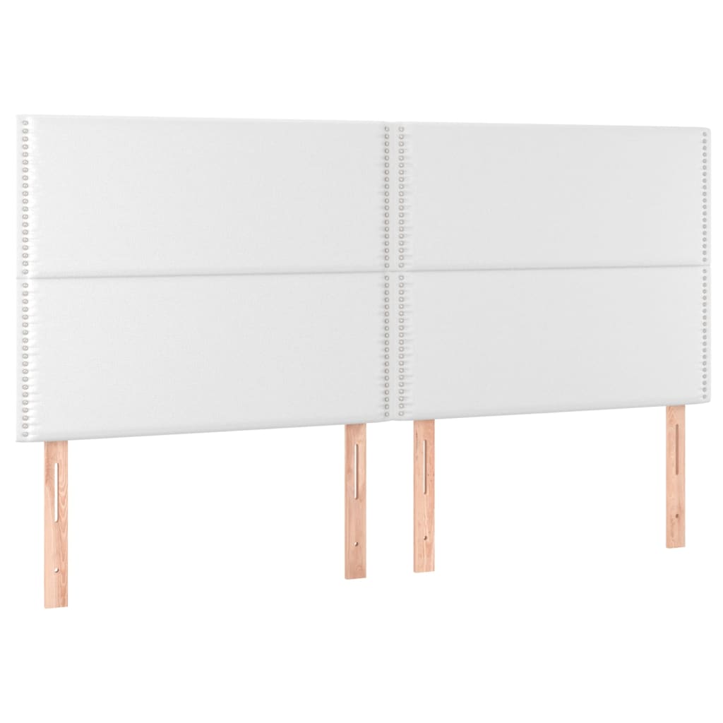 vidaXL Cabecero con luces LED cuero sintético blanco 200x5x118/128 cm