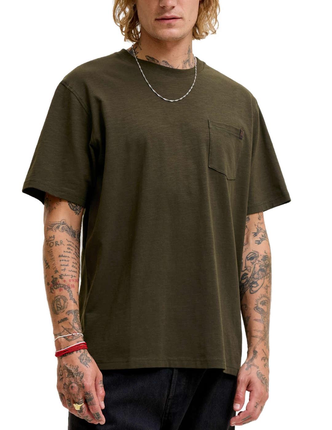 Camiseta Jack & Jones Dover con bolsillo verde de hombre