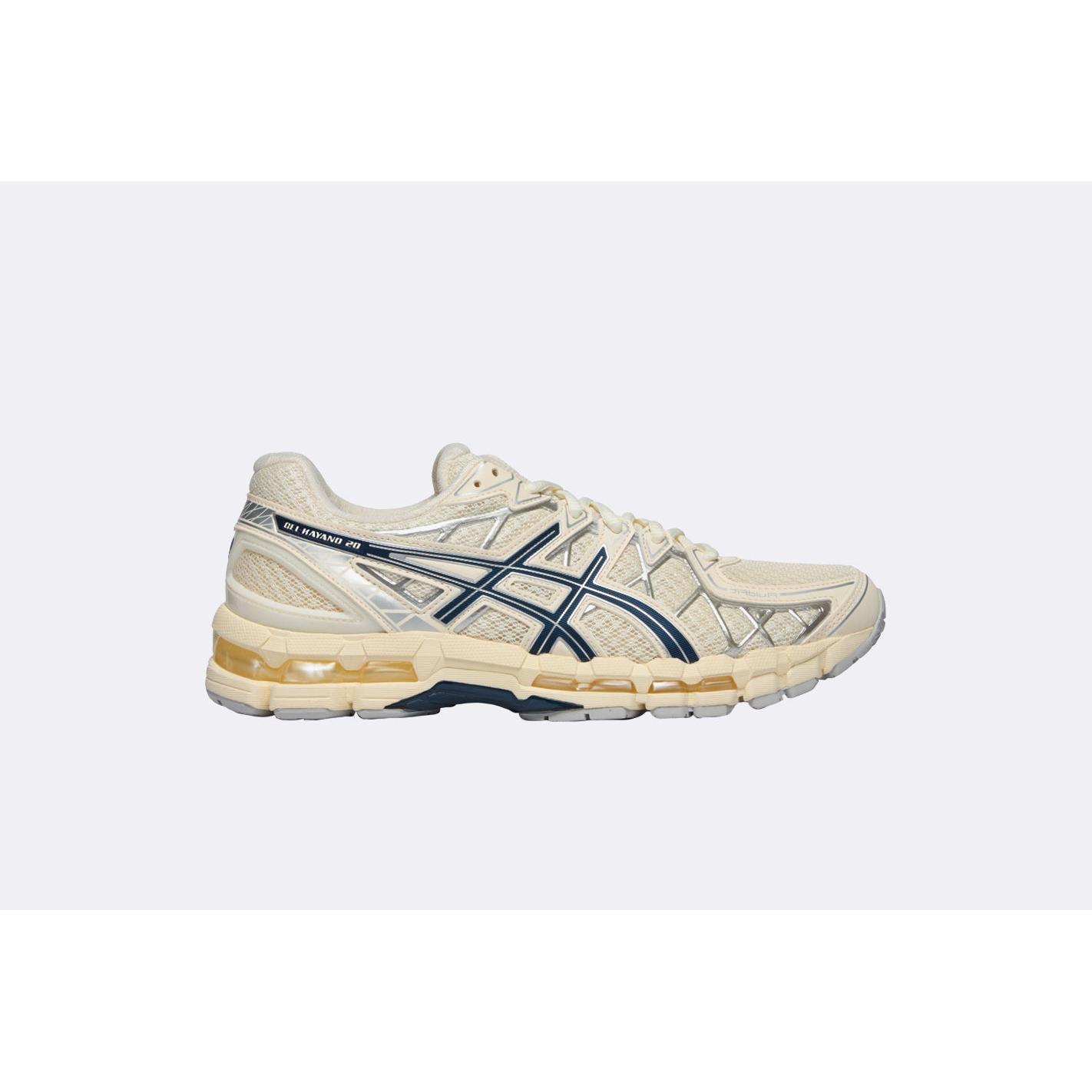 Zapatillas Asics Gel-Kayano 20 Originales para Correr con Amortiguación GEL y Diseño Arquitectónico - Cream/Independence Blue