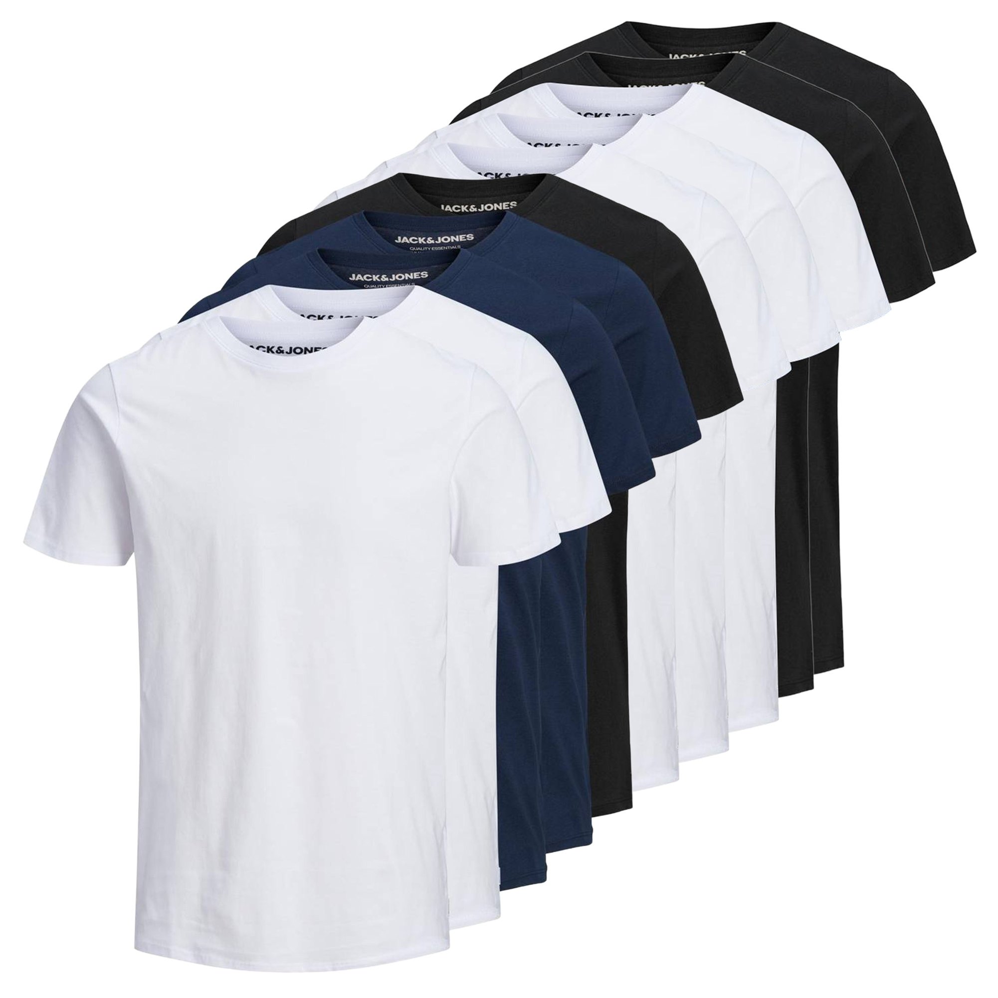JACK&JONES camiseta para hombre, paquete de 10 - BASIC TEE O-NECK, manga corta, algodón JJEORGANIC BASIC TEE O-NECK 10PK