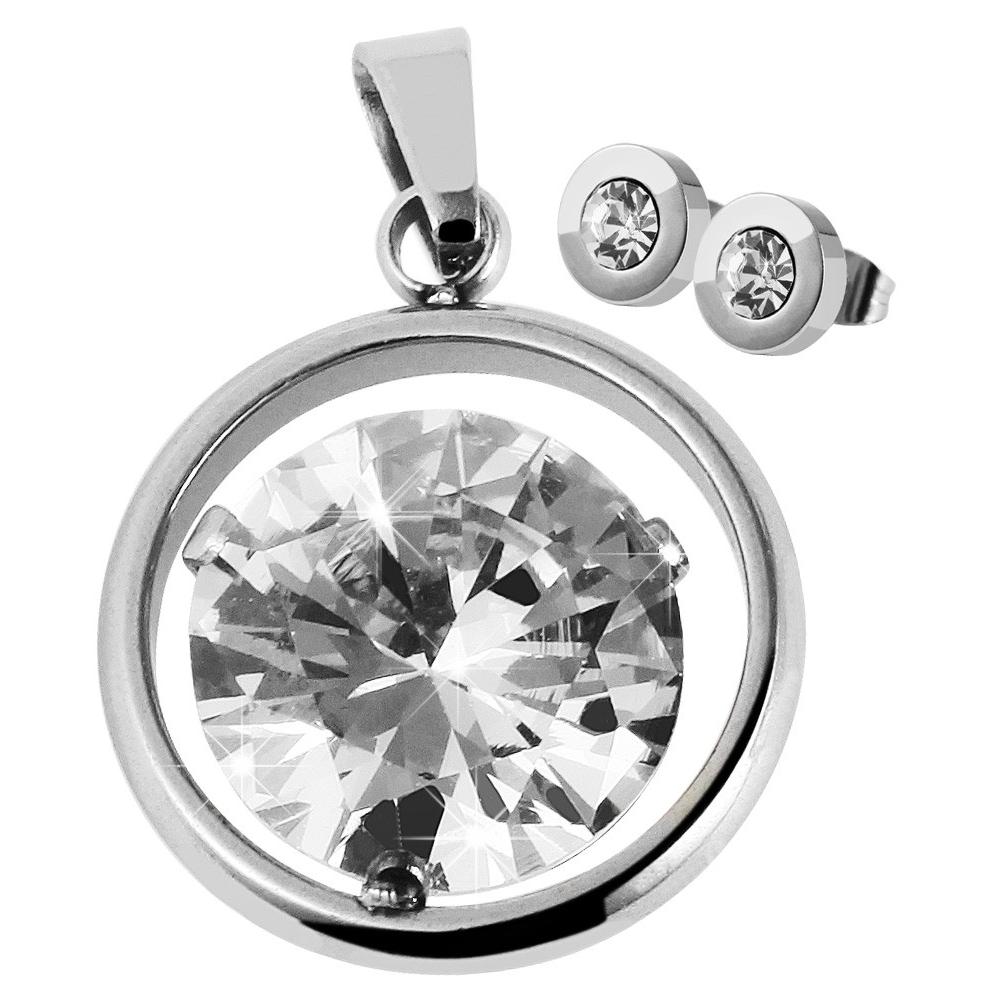 Akzent® Conjunto Colgante e Pendientes Prateados em Aço Inoxidável - 0008