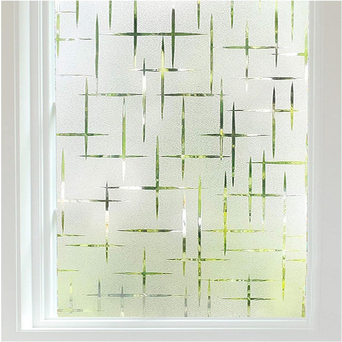 1 stks raamfolie privacy en lichtbescherming, statische matte look raamsticker voor thuiskantoor woonkamer keuken (kruispatroon)30 * 100cm