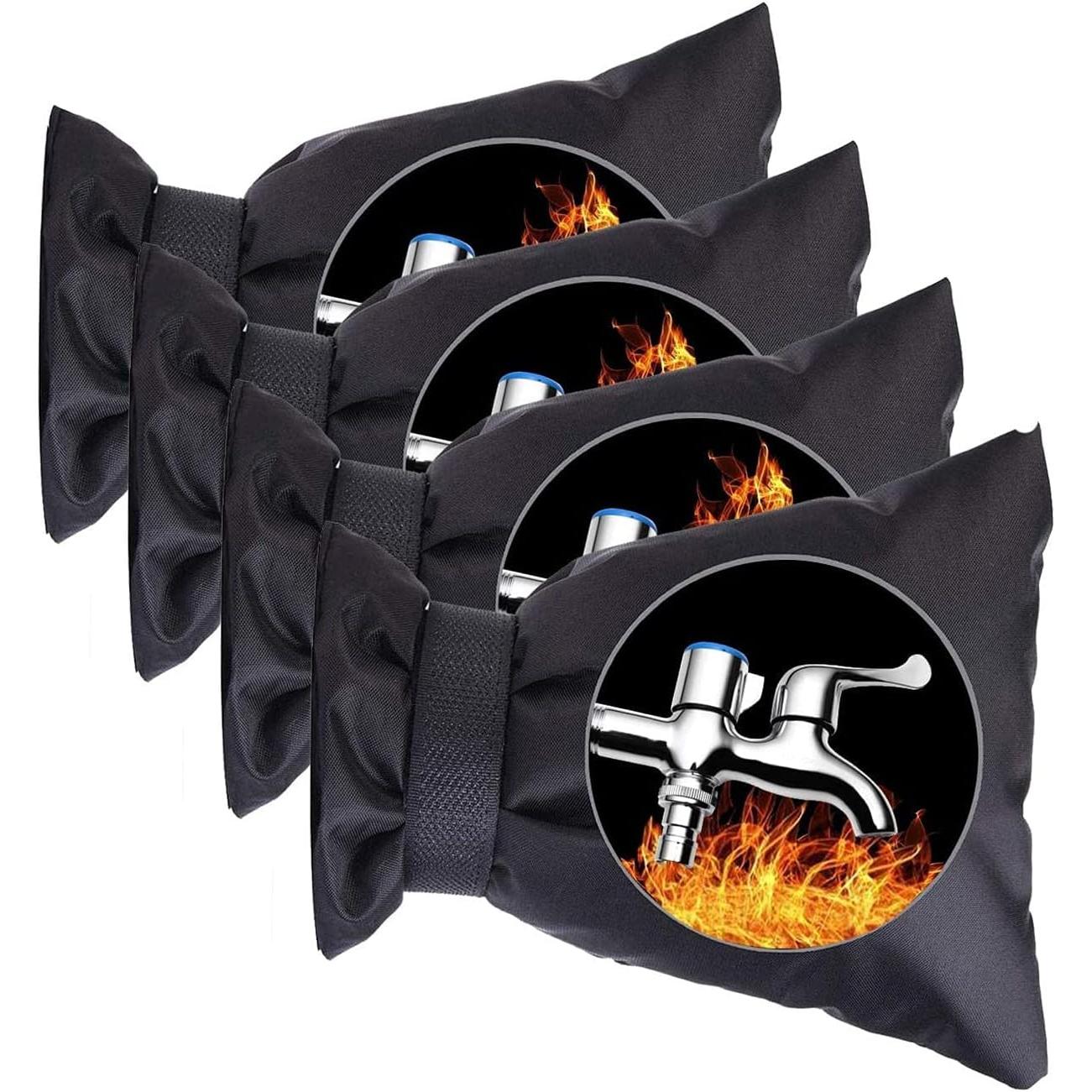 Protector de Grifo Exterior con Aislamiento Térmico, Negro, 4 Piezas