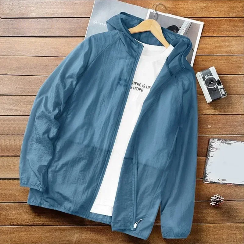 TK Chaqueta De Verano Para Hombre Con Capucha Cierre De Cremallera Protección Solar UV-Prueba Transpirable Secado Rápido Outerwear Casual