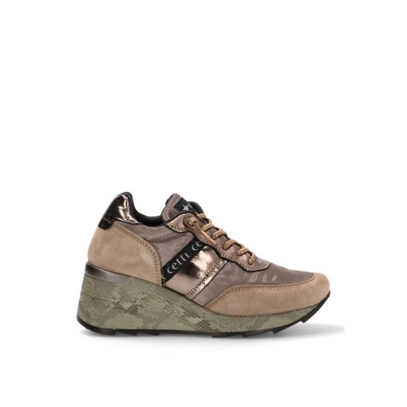 Zapatillas Casual Cetti - Mujer - Cuña Media - Modelo C-1149 - Color Taupe